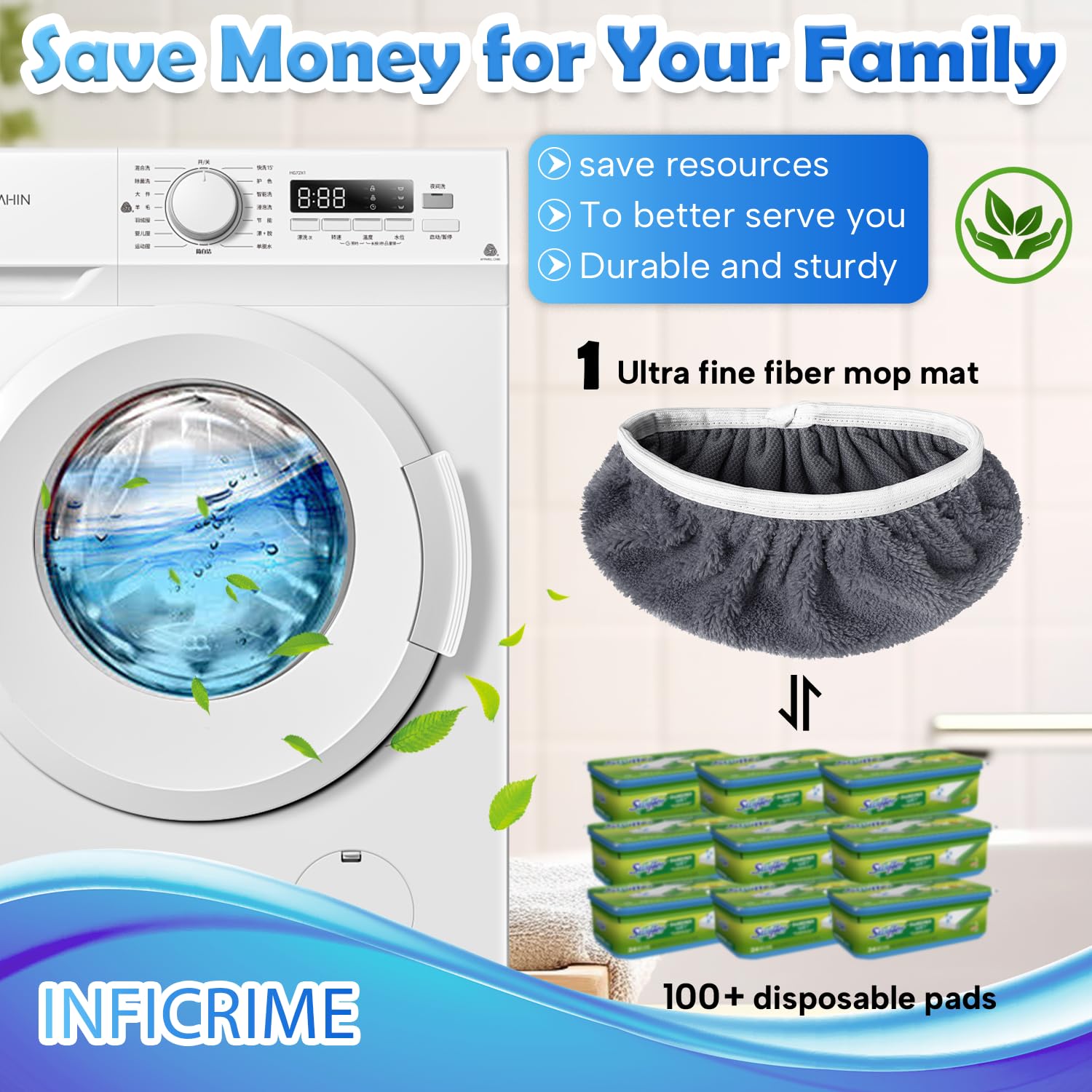 6 Pack Reusable Microfiber Mop Pads with Swiffer Sweeper Mop (6 Count)
