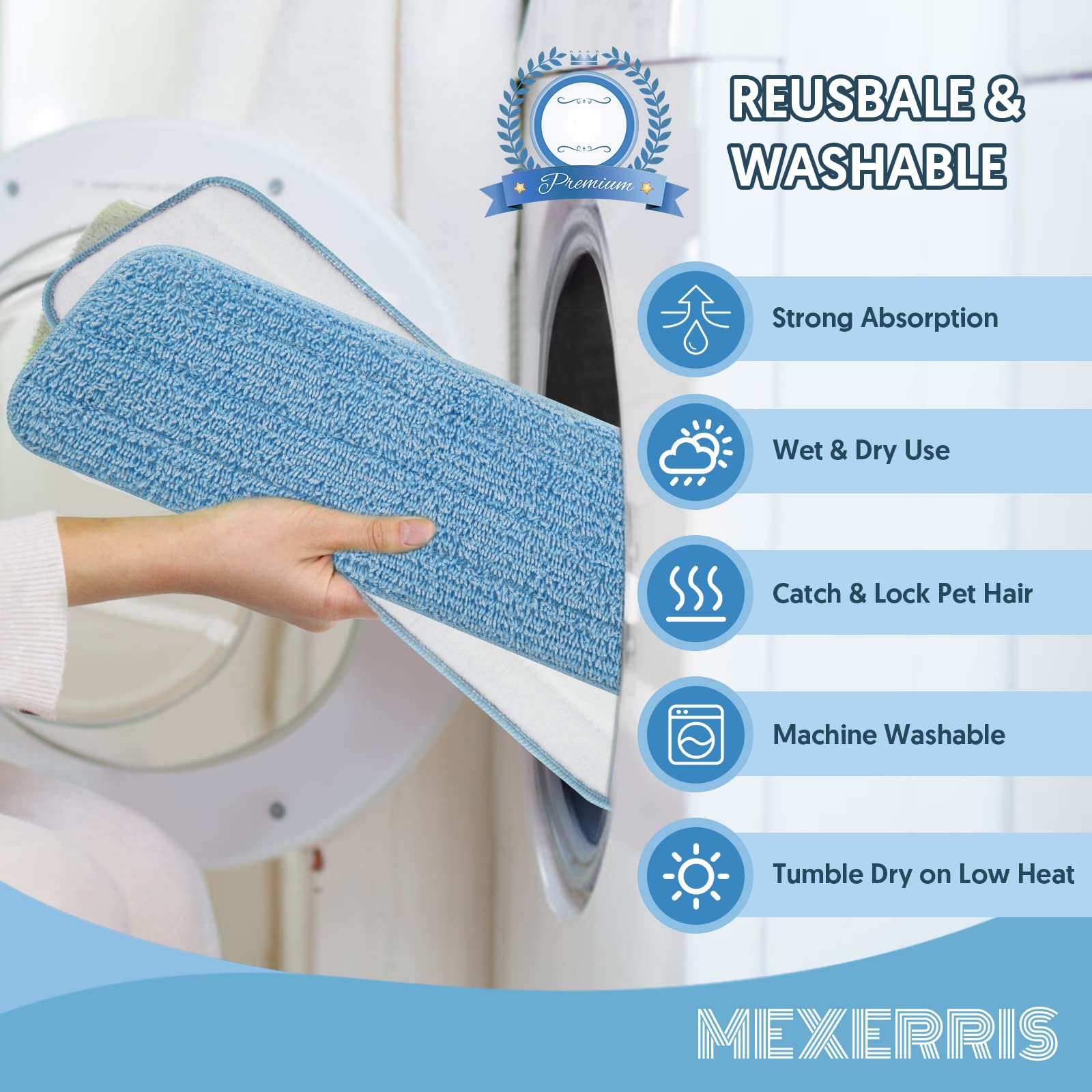 7 Pack Washable Mop Pads for Swiffer PowerMop (7 Count)