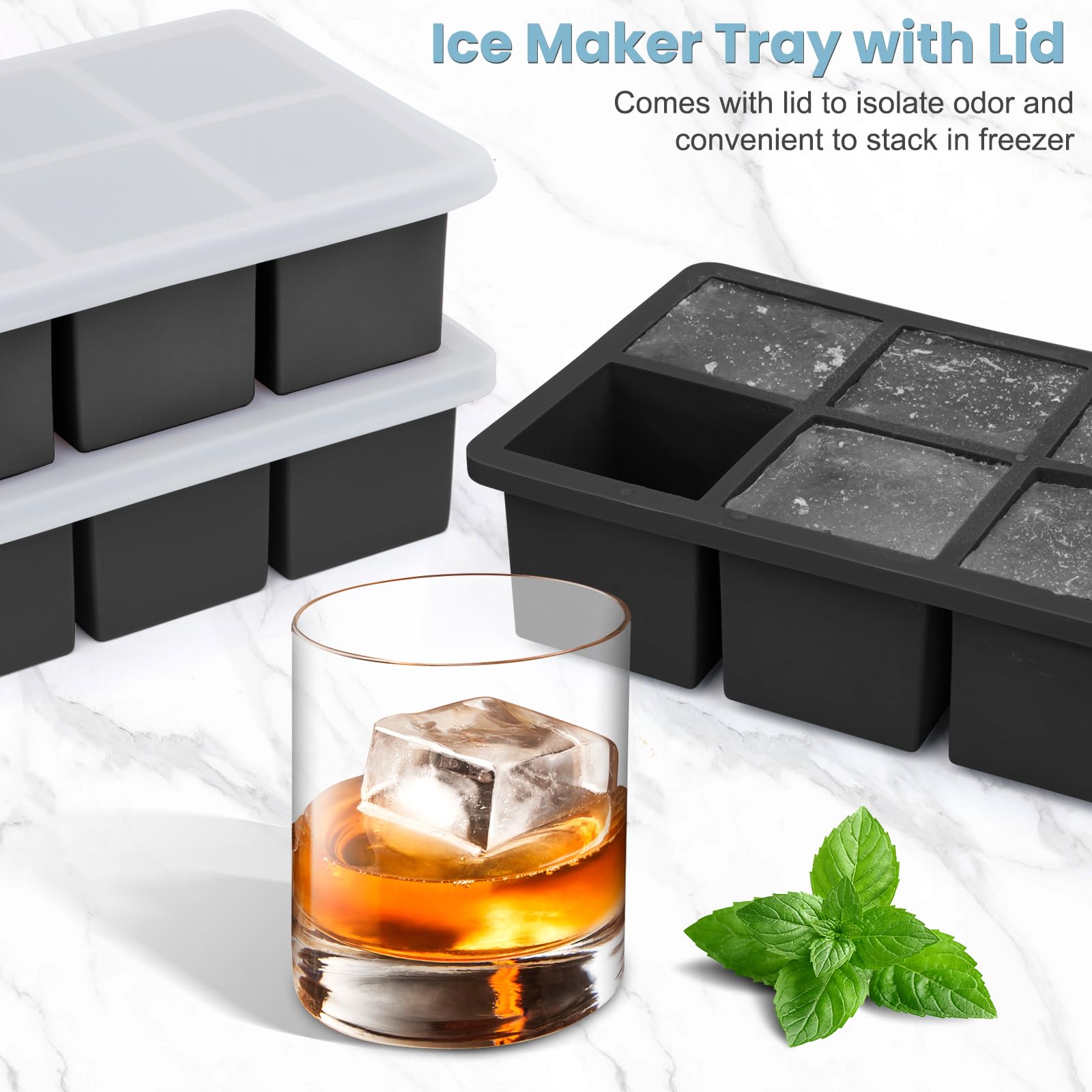 Large Silicone Ice Cube Tray 3Pack (3 Count)