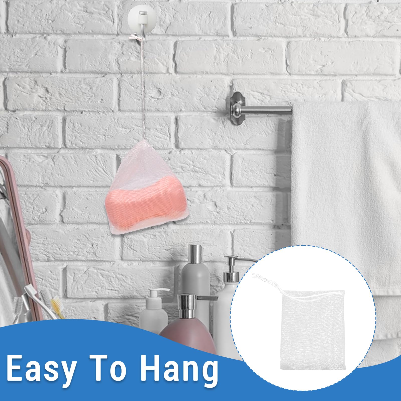20 PCS Exfoliating Mesh Soap Saver Pouch Bag Mesh Soap Bag Handmade Soaps Bubble Meshs Net Bags with Drawstring Meshs Foaming Net Soaps Sack Bags for Bath & Shower (20 Count)