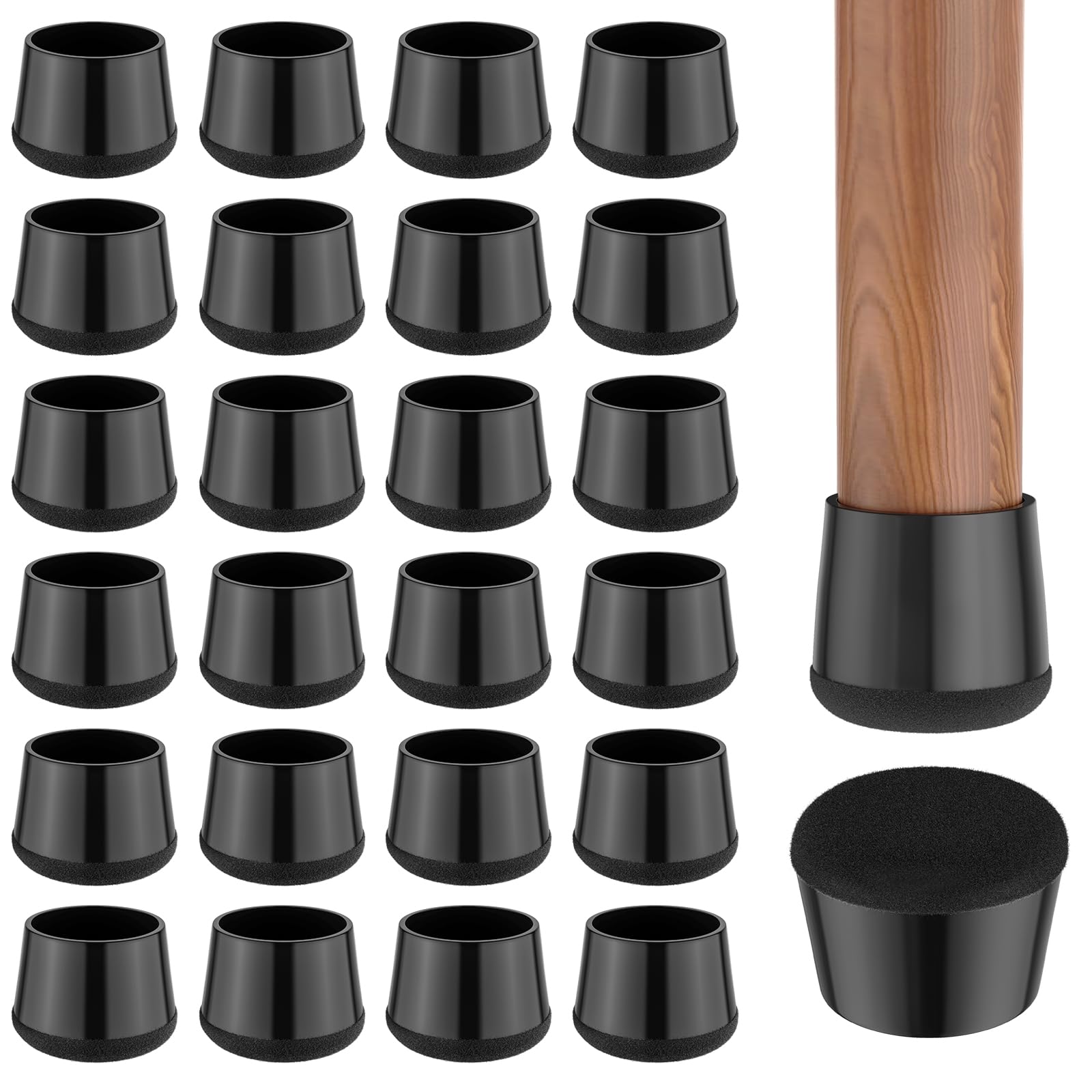 24 PCS Silicone & Felt Chair Leg Floor Protectors (24 Count)