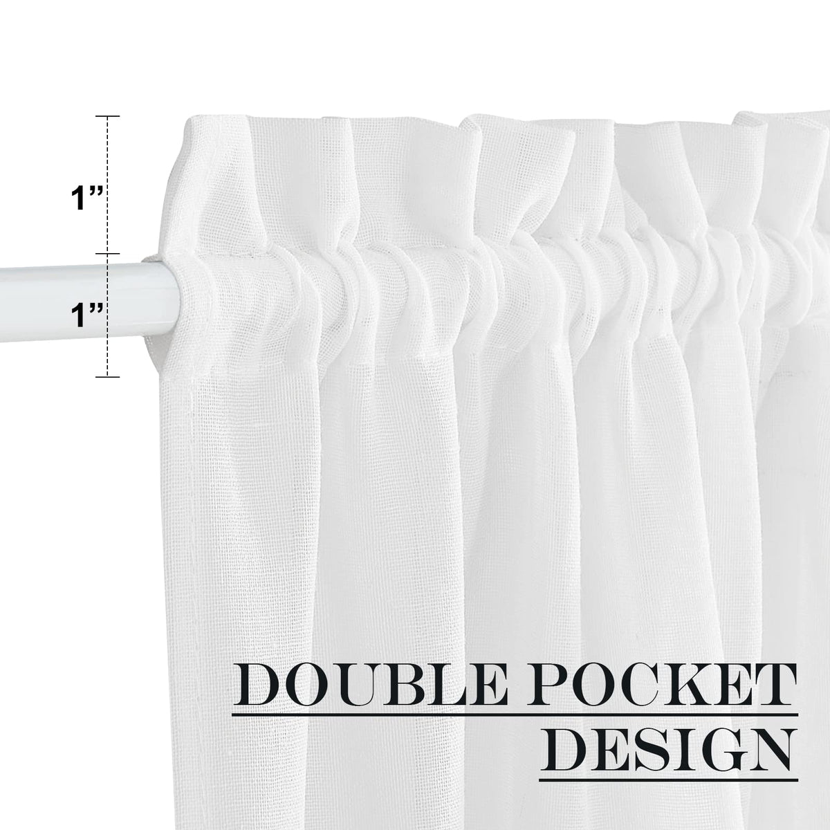 White Sheer Door Window Curtain 40 inches Long for Kitchen