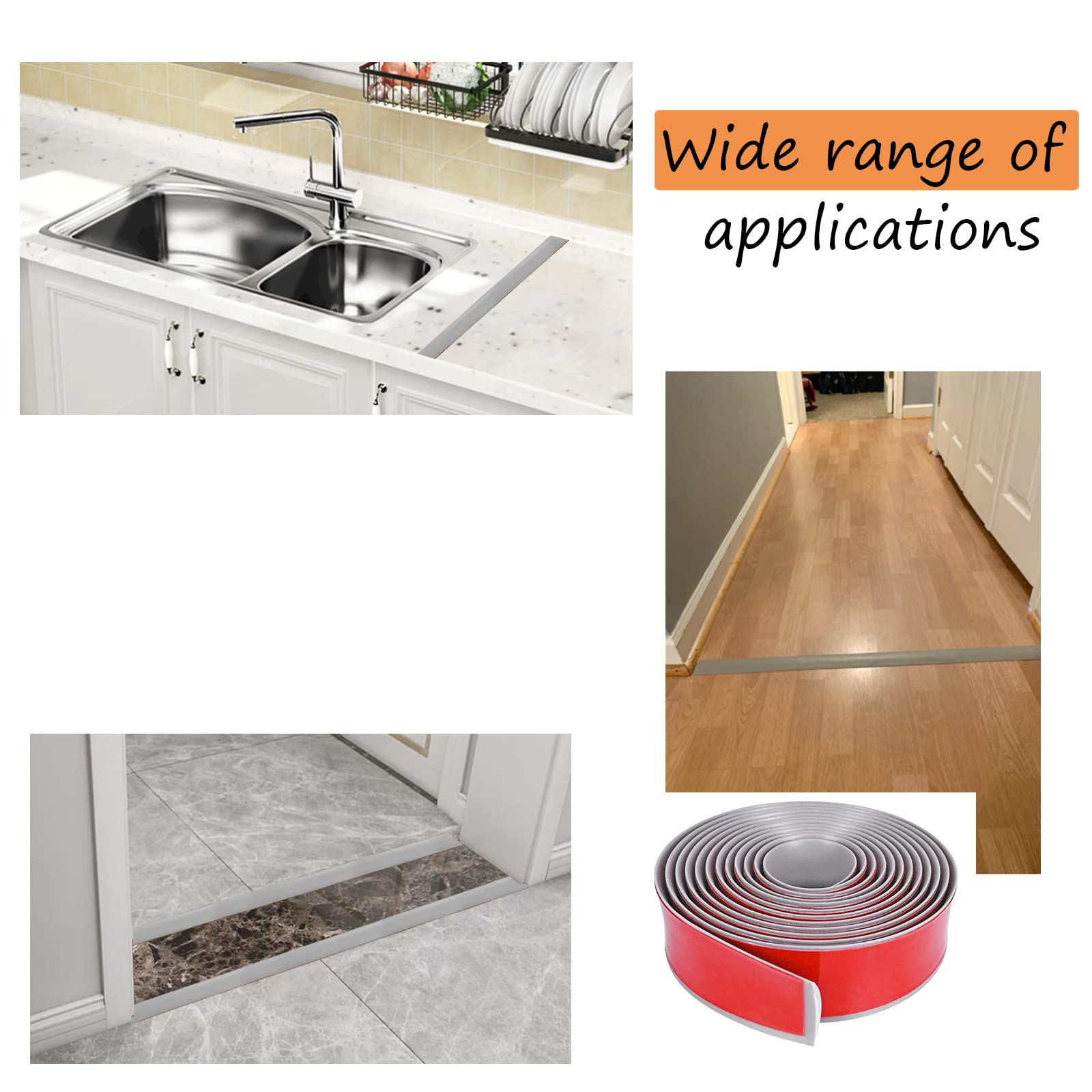Floor Door Flat Transition Strip & Self Adhesive Floor Vinyl Floor Edge Trim Laminate Floor Gap Covering Joining Strip (118 Foot)