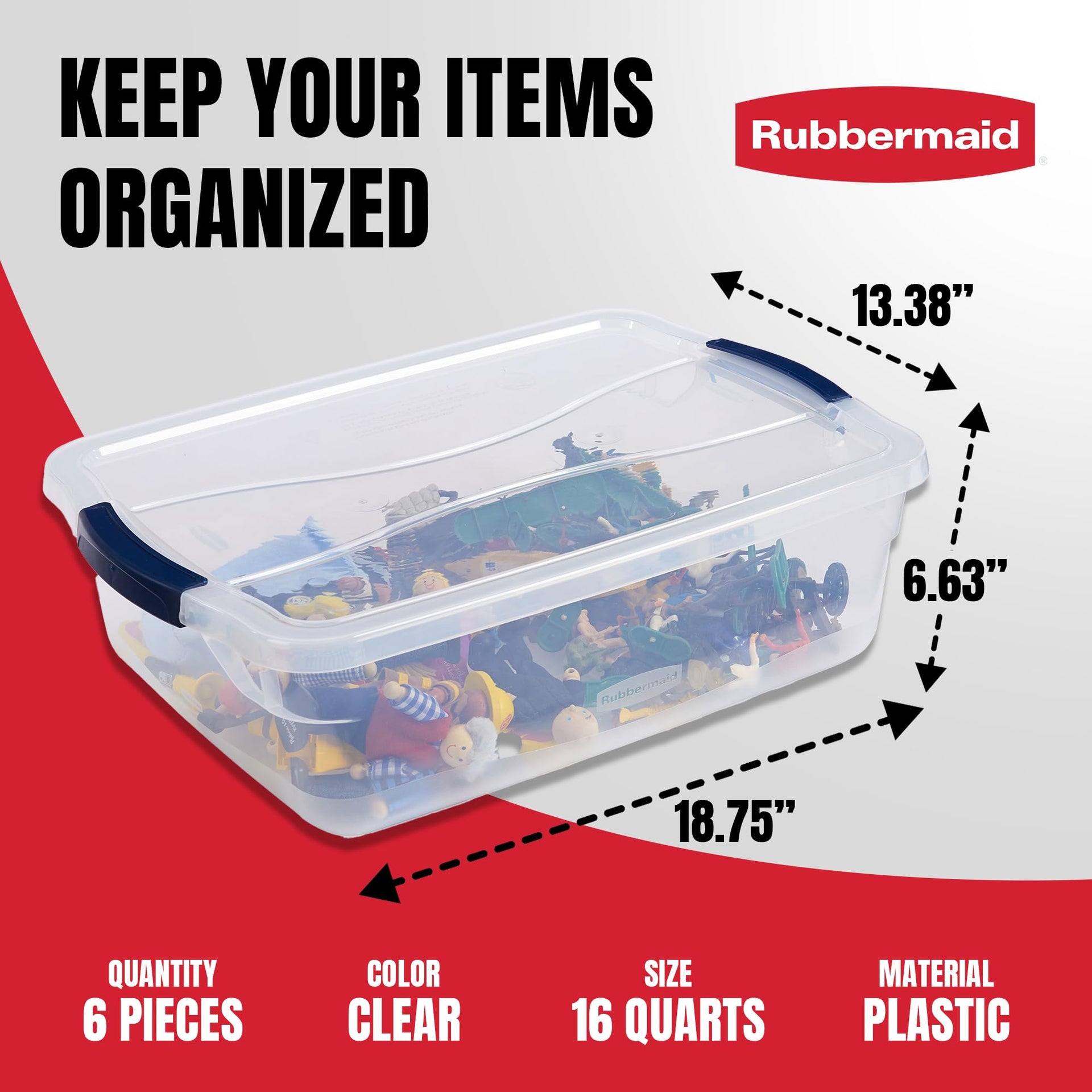 Cleverstore 17 Quart Clear Latching Waterproof Stackable Airtight Storage Containers with Durable Latching Lids (6 Count)