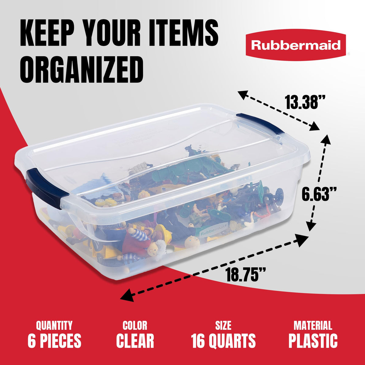 Cleverstore 17 Quart Clear Latching Waterproof Stackable Airtight Storage Containers with Durable Latching Lids (6 Count)