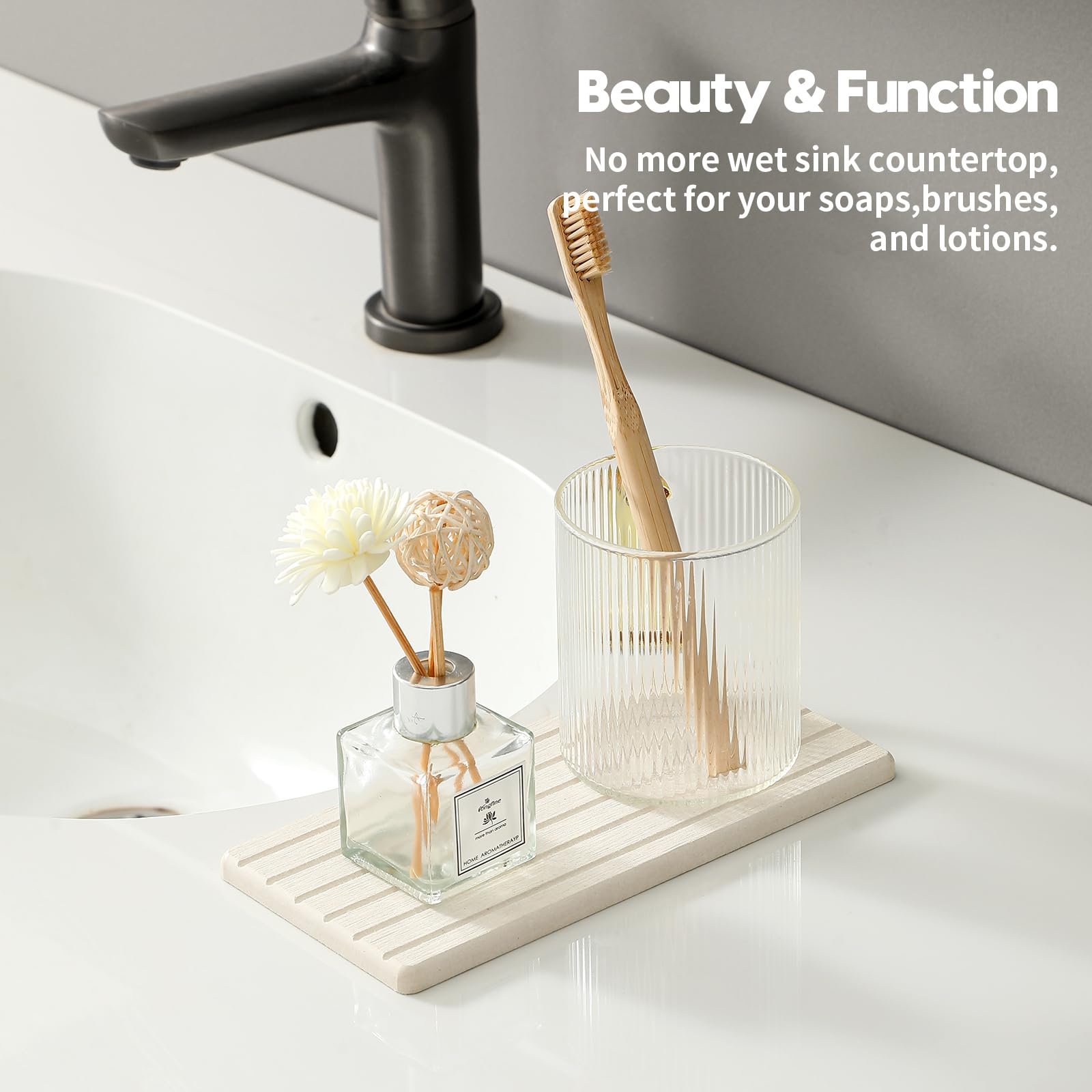 2 Pack Greige Bathroom Sink Vanity Trays (2 Count)