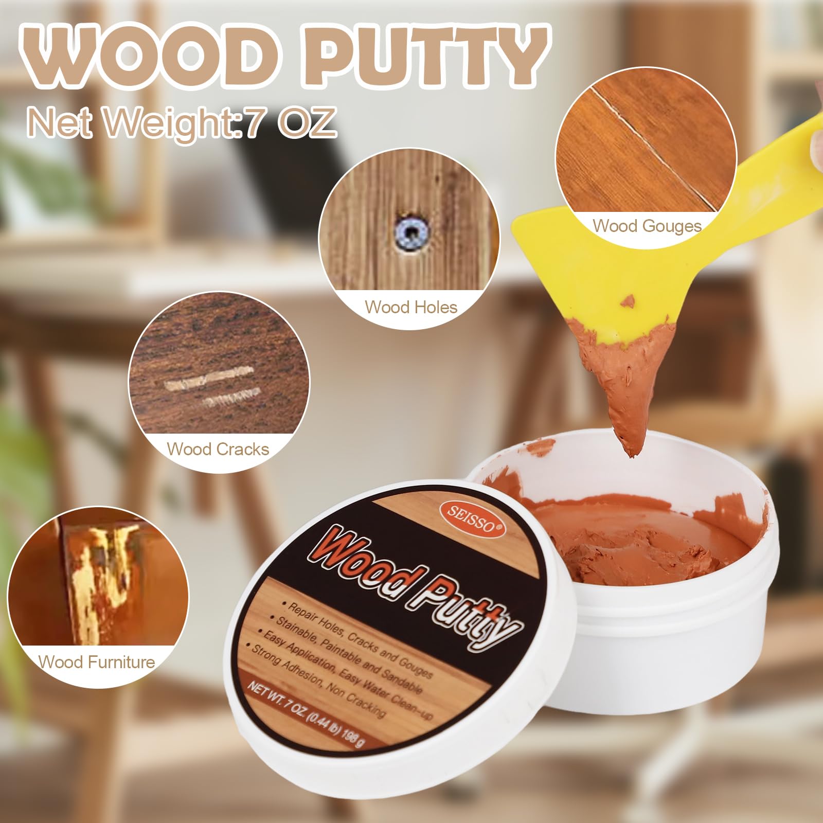 Wood Putty Mahogany Wood Filler Paintable