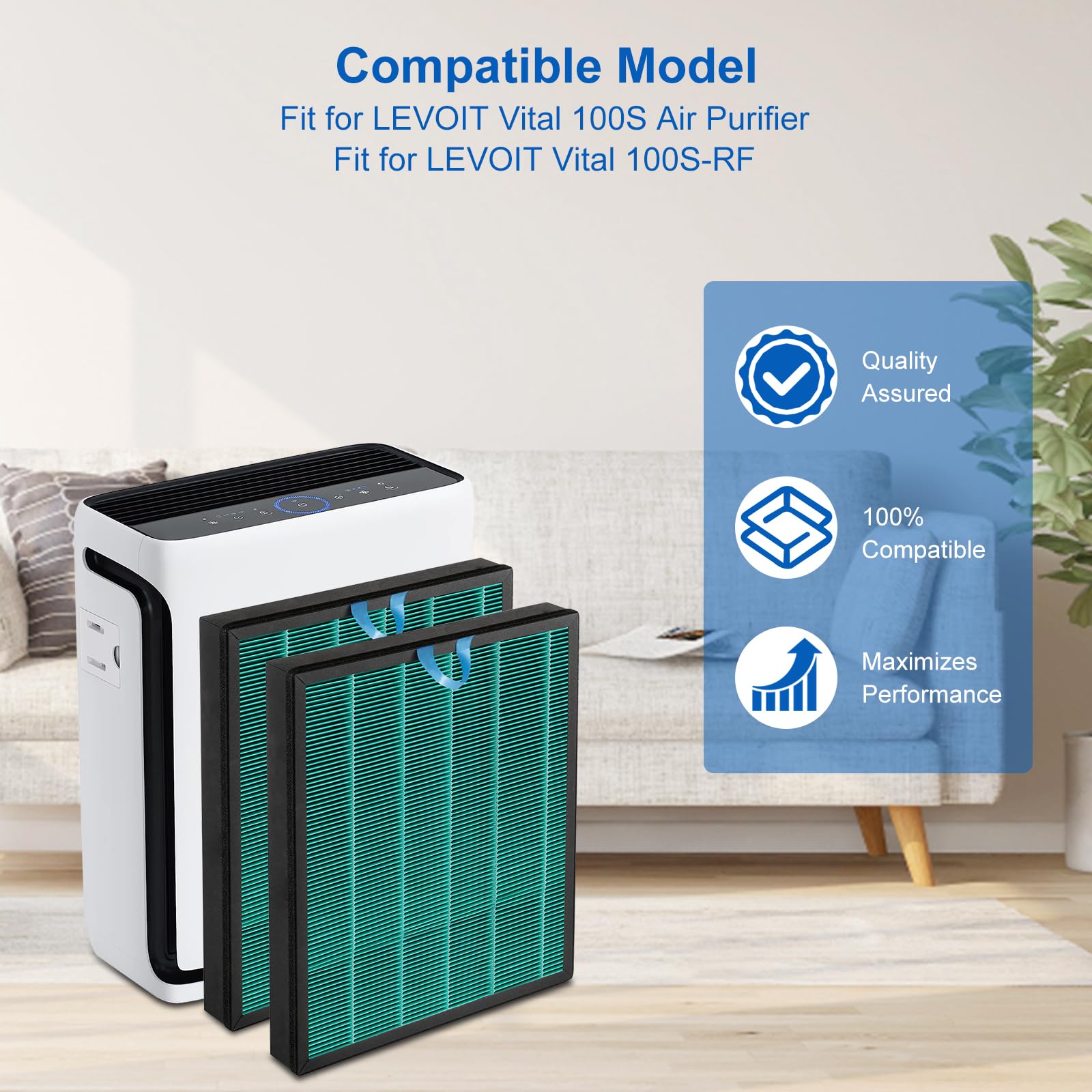 Vital 100S Toxin Absorber Replacement Filter Compatible with Levoit Smart WiFi Vital 100S Air Puri (2 Count)