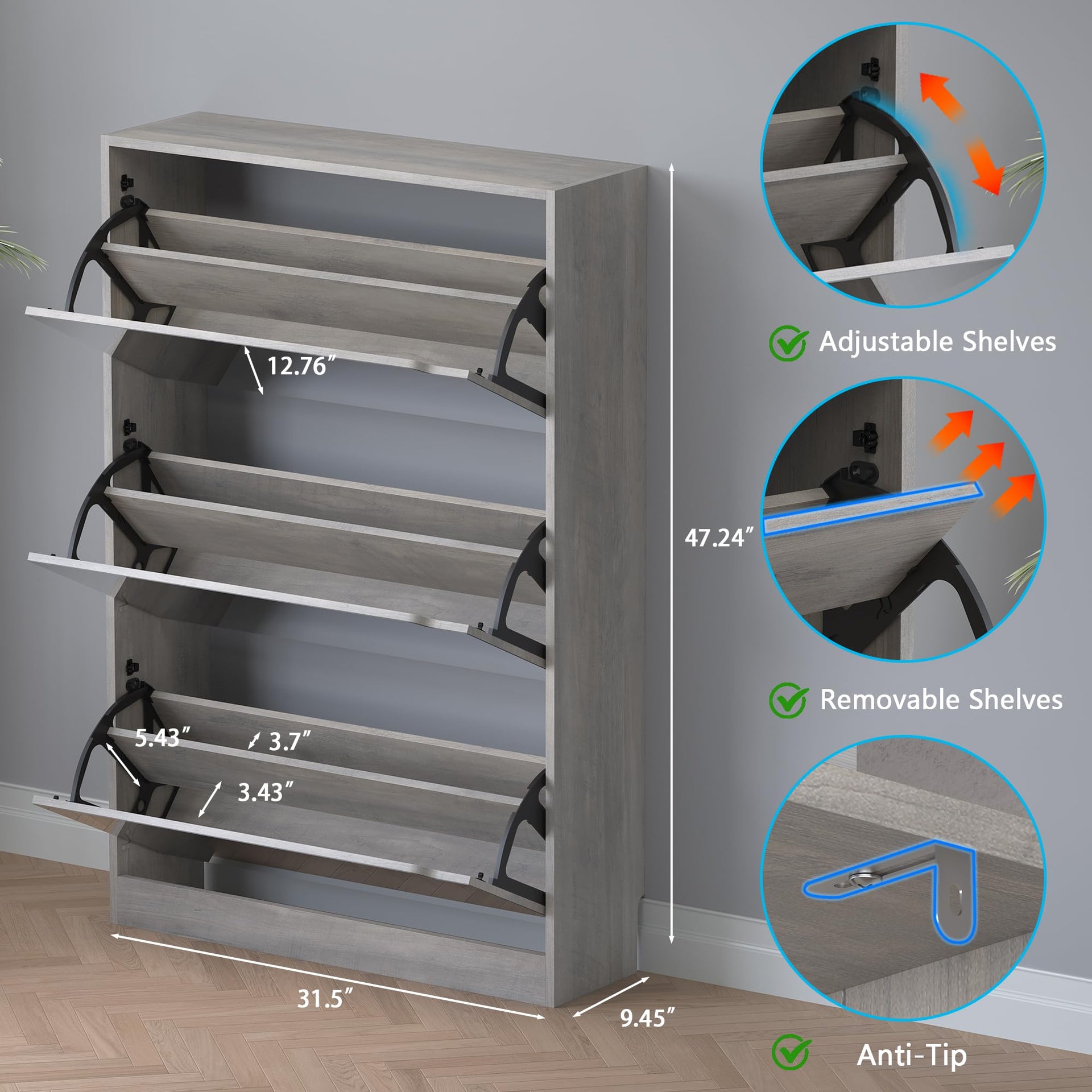 Shoe Cabinet with 3