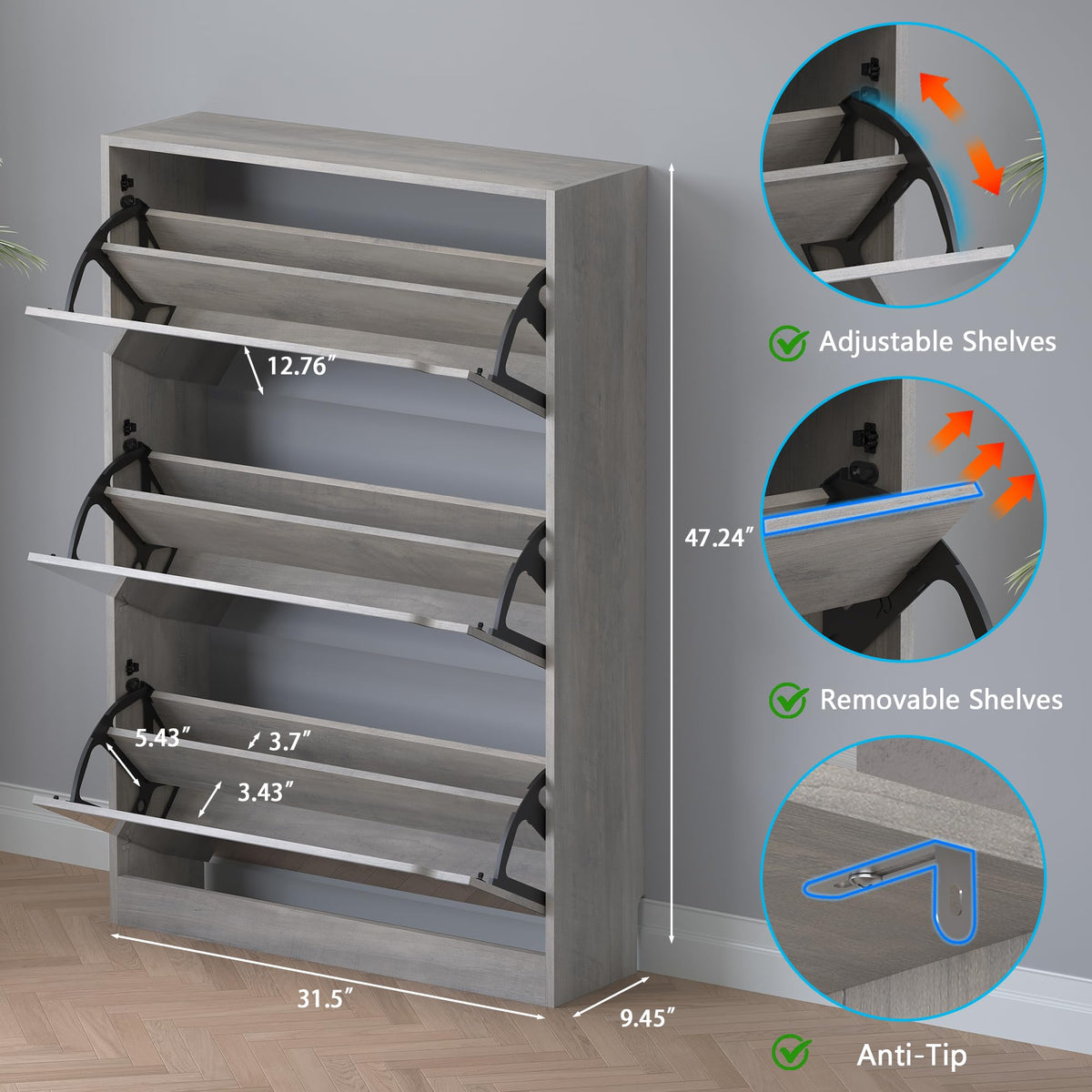 Shoe Cabinet with 3