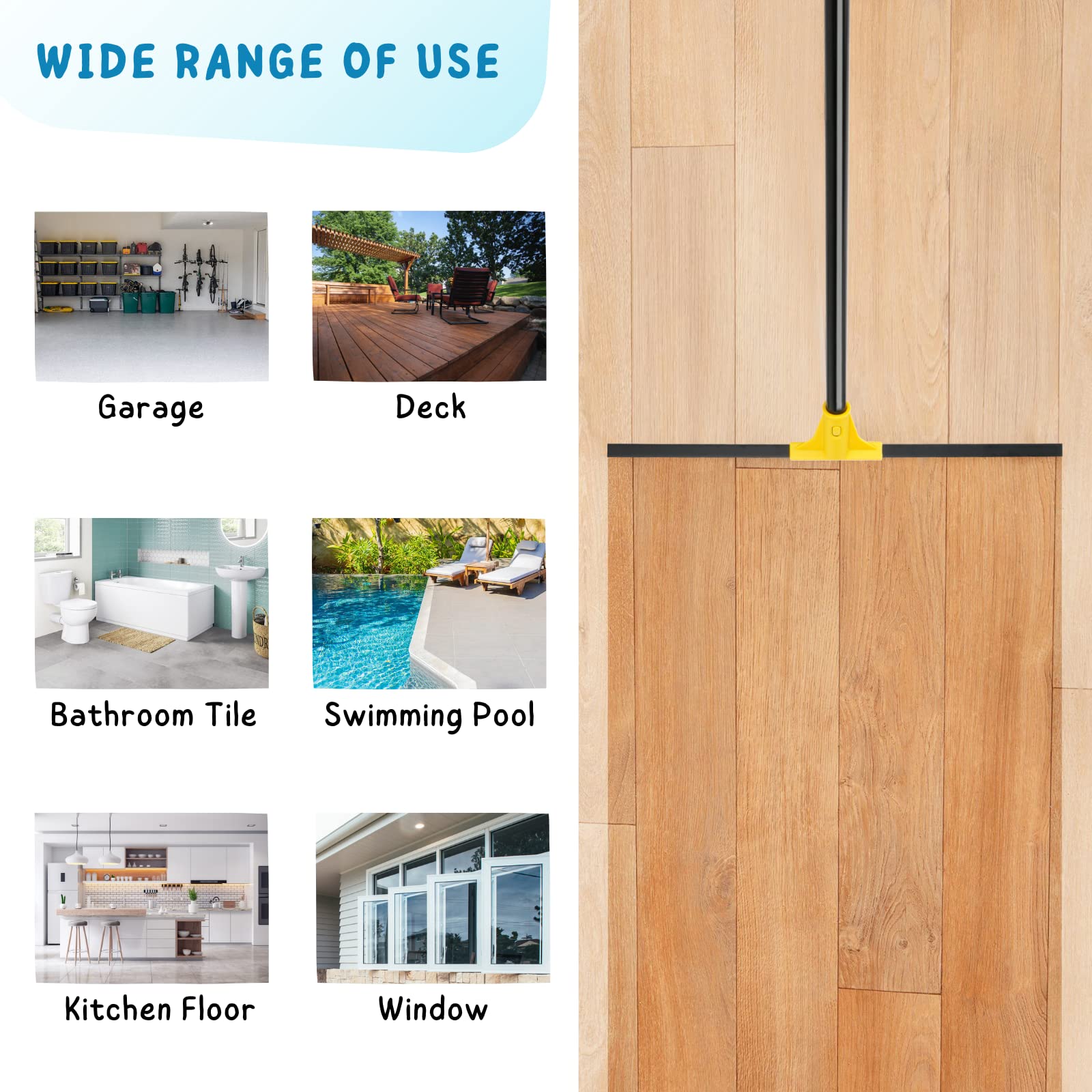 Floor Squeegee for Concrete and Tile Cleaning