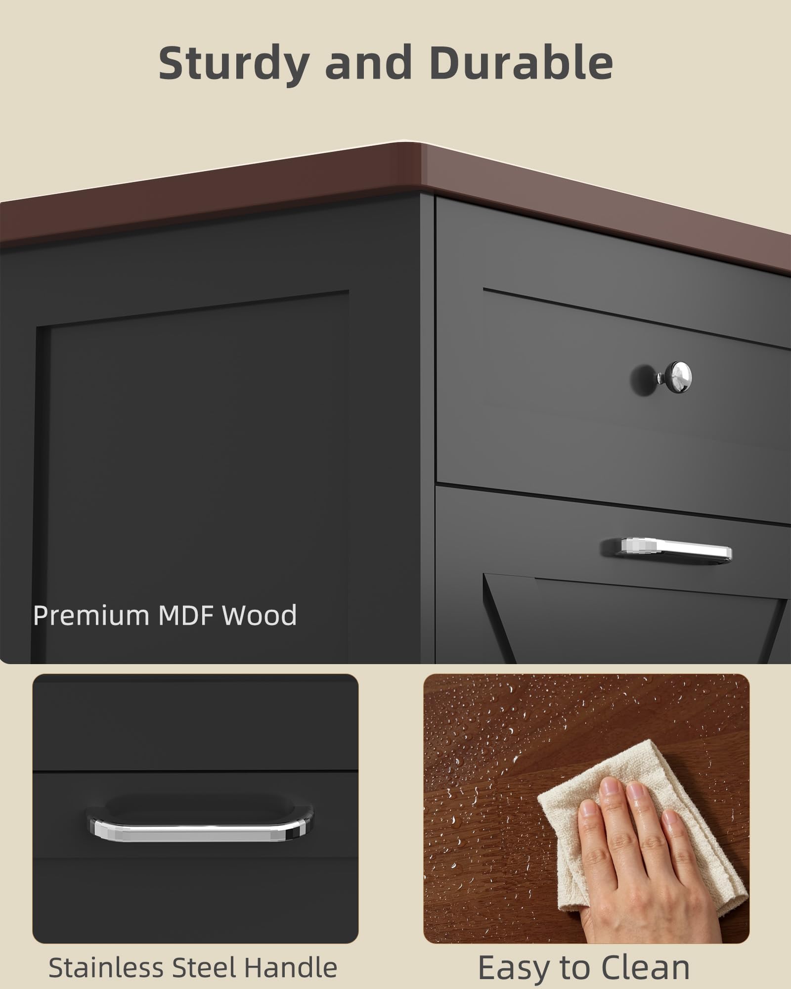 2x10 Gallon Tilt Out Trash Cabinet with Hideaway Drawers