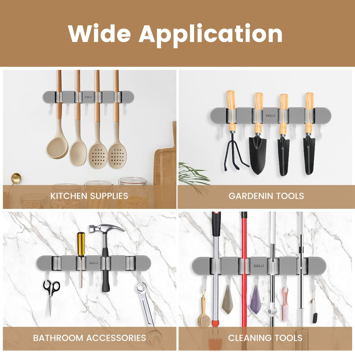 3PCS Broom Holder Wall Mount