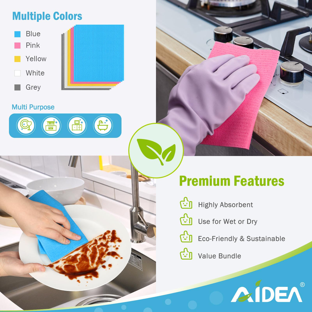 Swedish Dishcloths for Kitchen (10 Count)