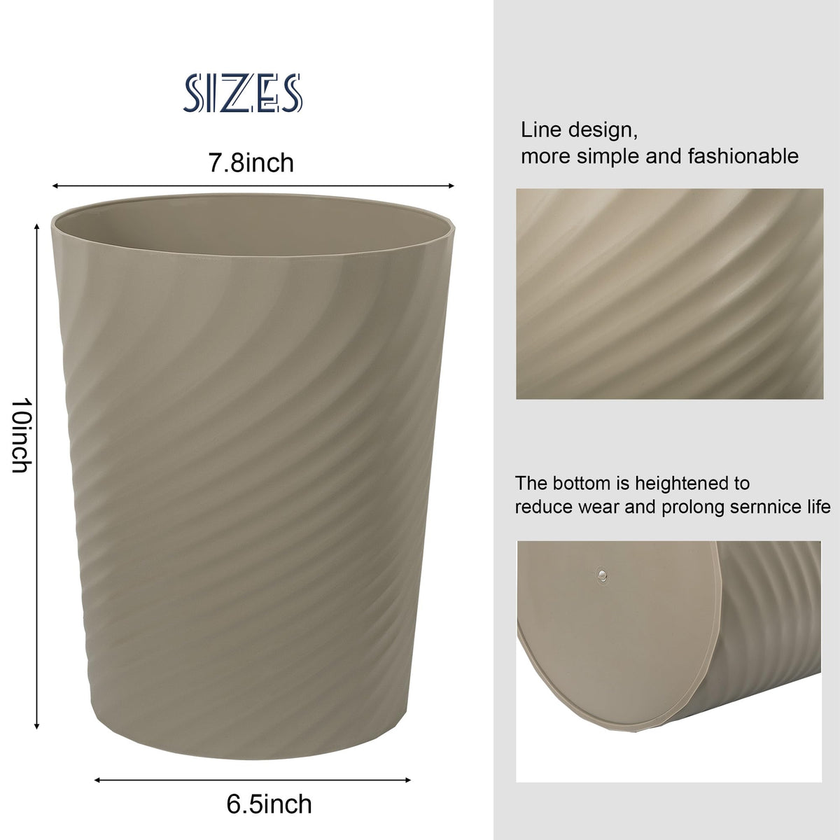 Plastic Small Bathroom Trash Can Wastebasket Garbage Can