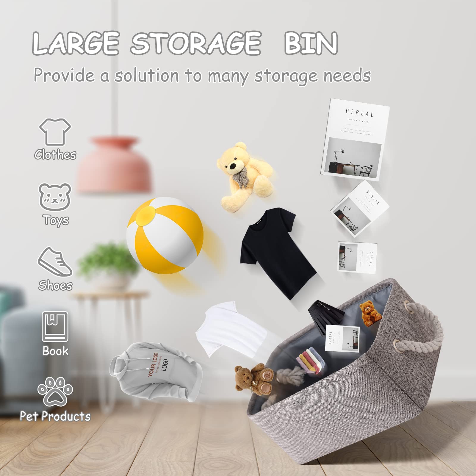 Storage Bins 3PCS Fabric Storage Baskets for Organizing Shelves (3 Count)