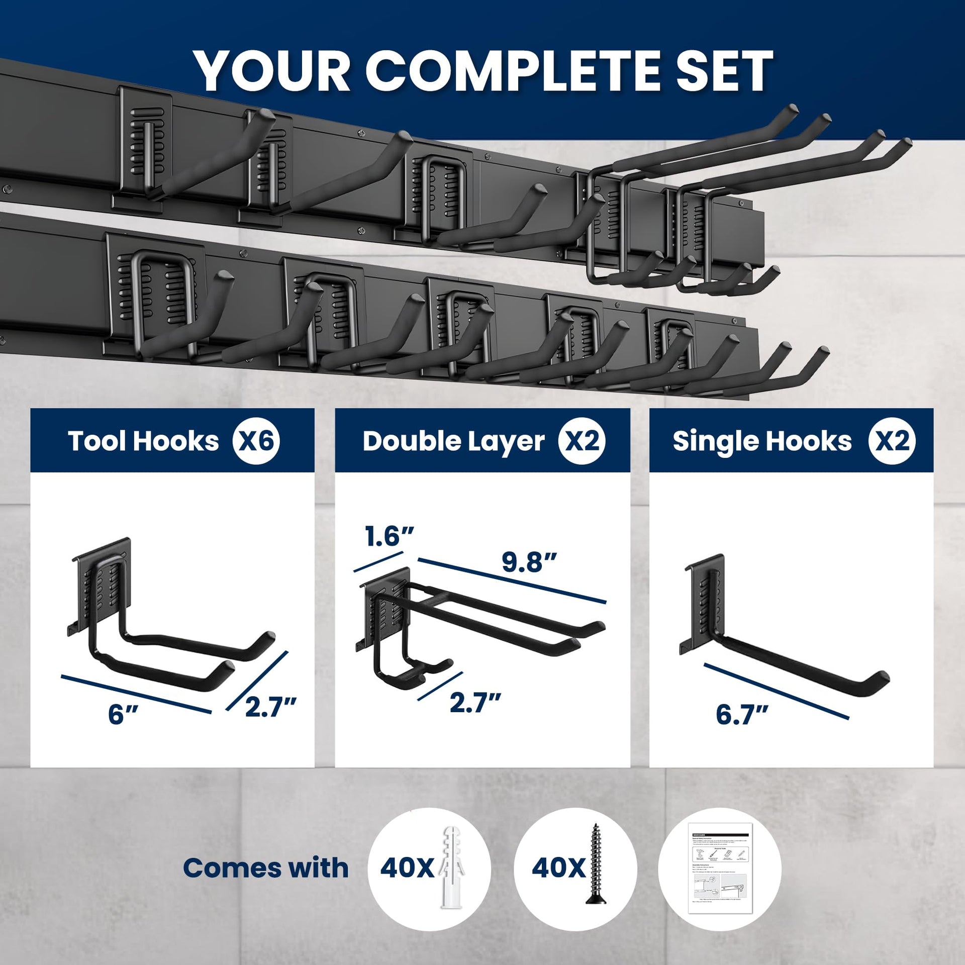 64'' All Metal Garage Tool Organizer Wall Mount (176 Ounce)