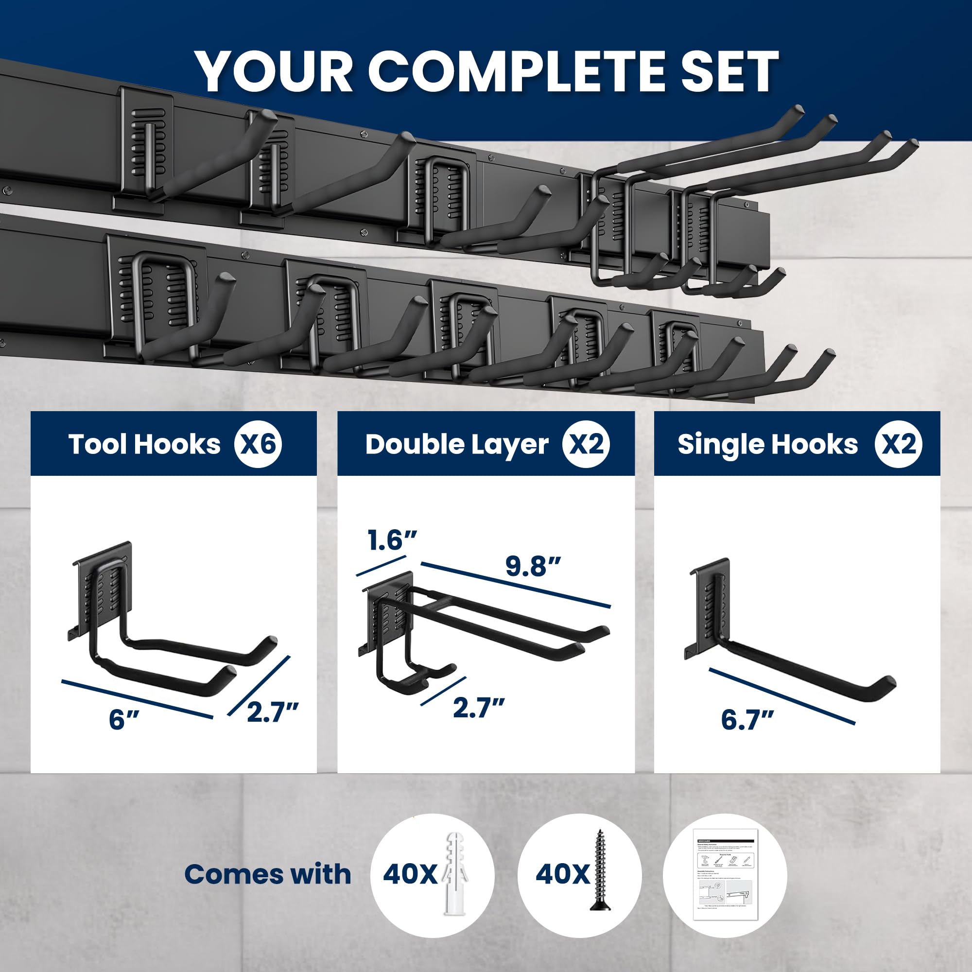 64'' All Metal Garage Tool Organizer Wall Mount (176 Ounce)