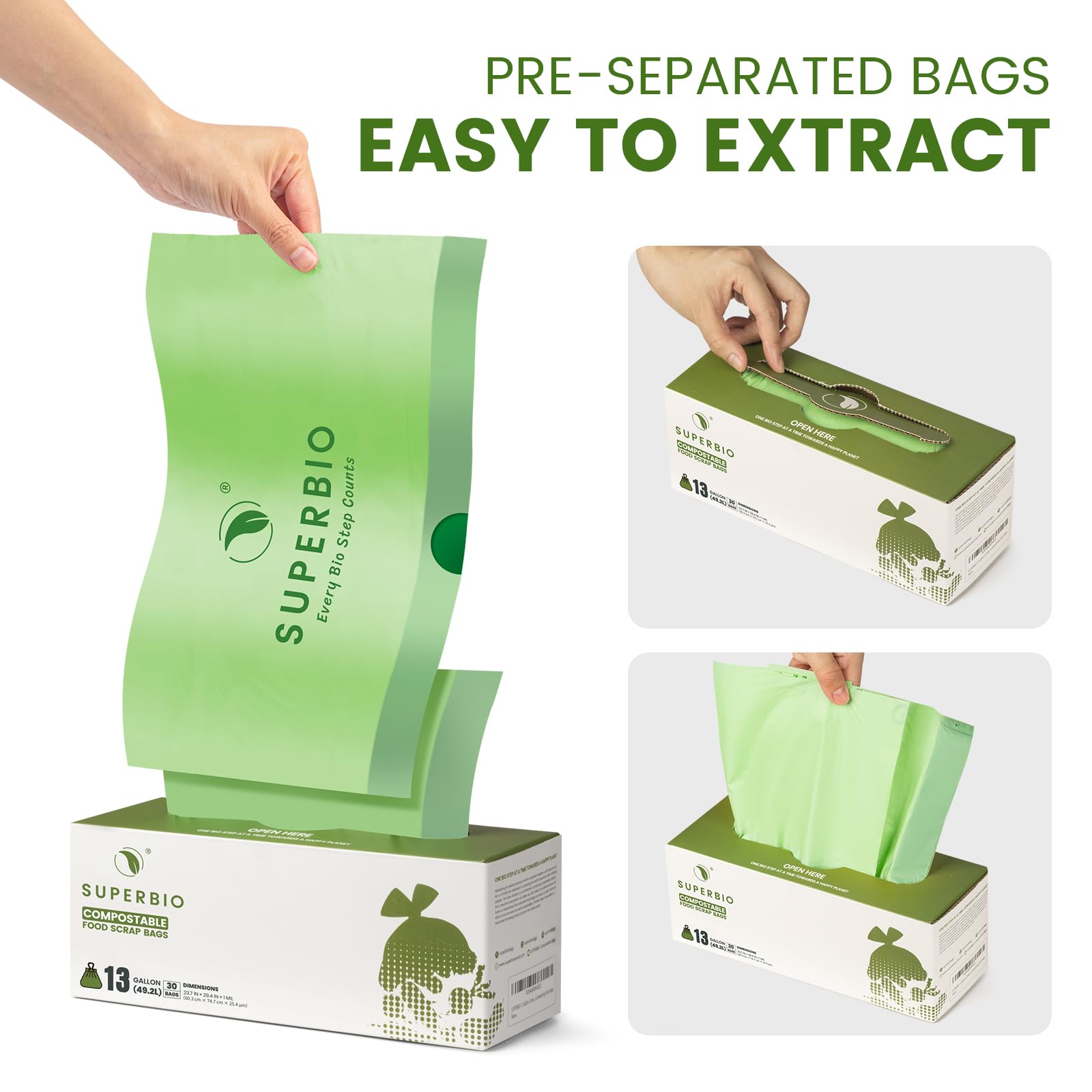 13 Gallon Compostable Drawstring Kitchen Waste Bag (30 Count)