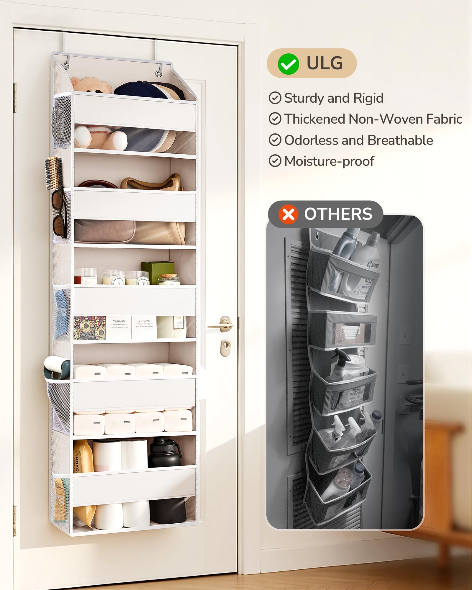 2 Pack 5 tier Over the Door Organizer Beige (2 Count)