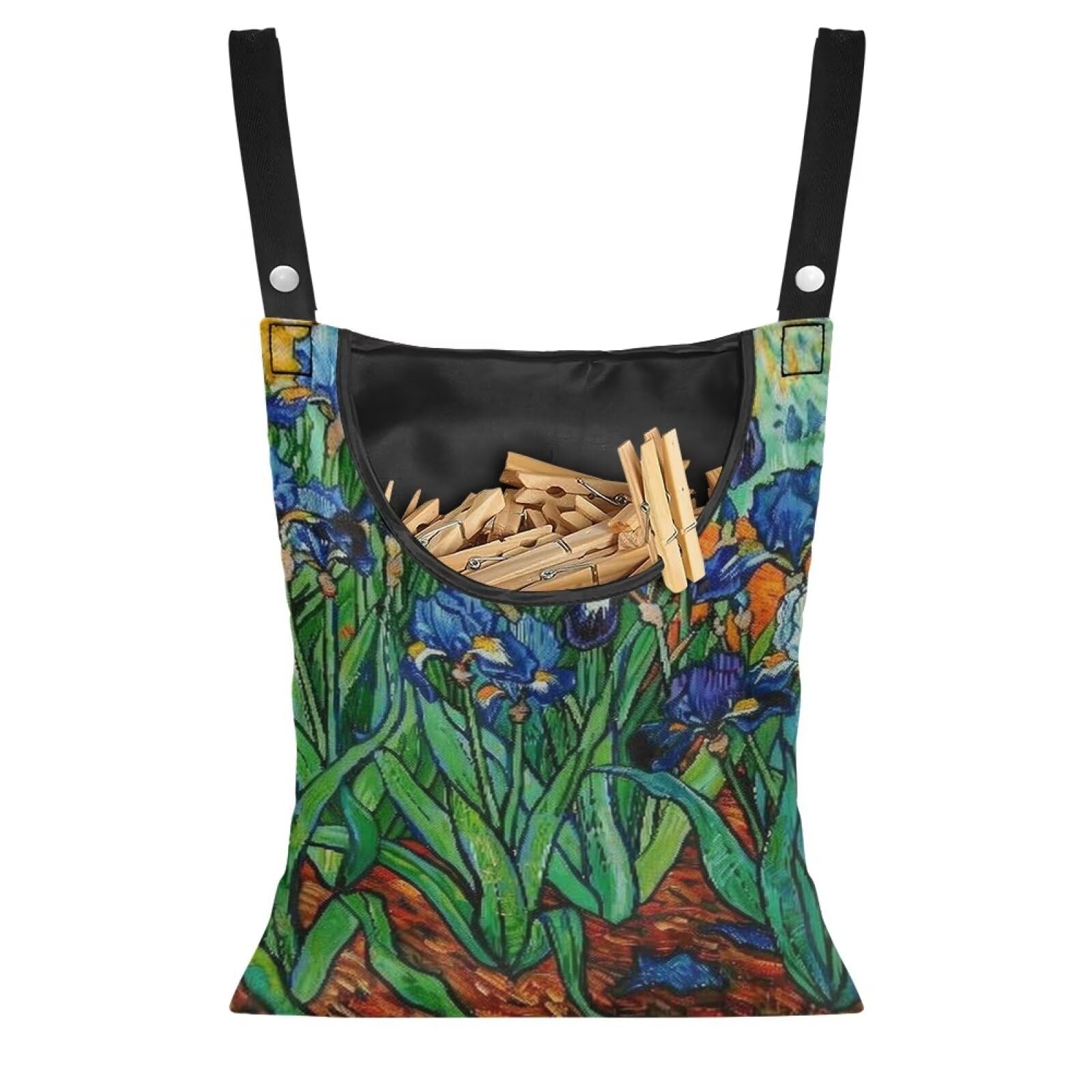 Floral Print Clothespin Organizer Bag Fashion Clothespin Storage Organizer with Large Opening Rotatable Clothespin Storage Bag Laundry Clothespin Bags