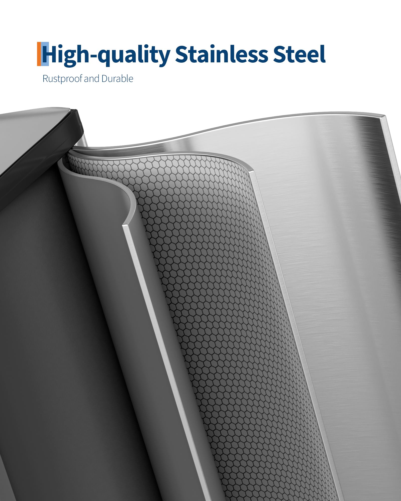 2 x 8 gal Stainless Steel Double Trash Can with Lid for Kitchen