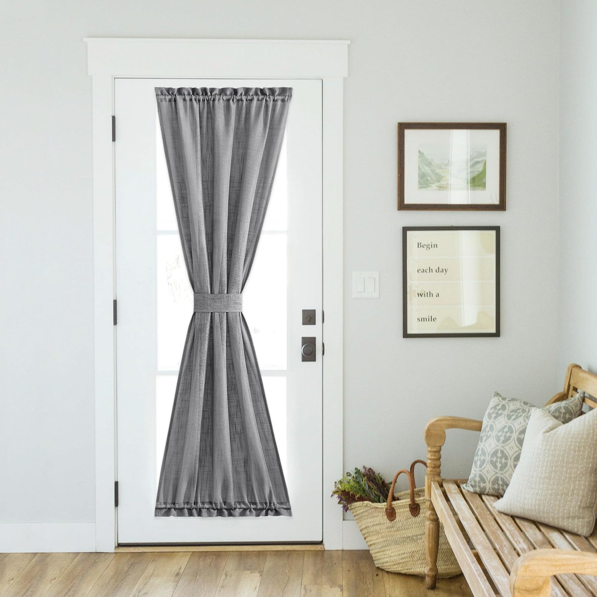 Flax Linen Sheer Door Curtains Privacy French Curtain