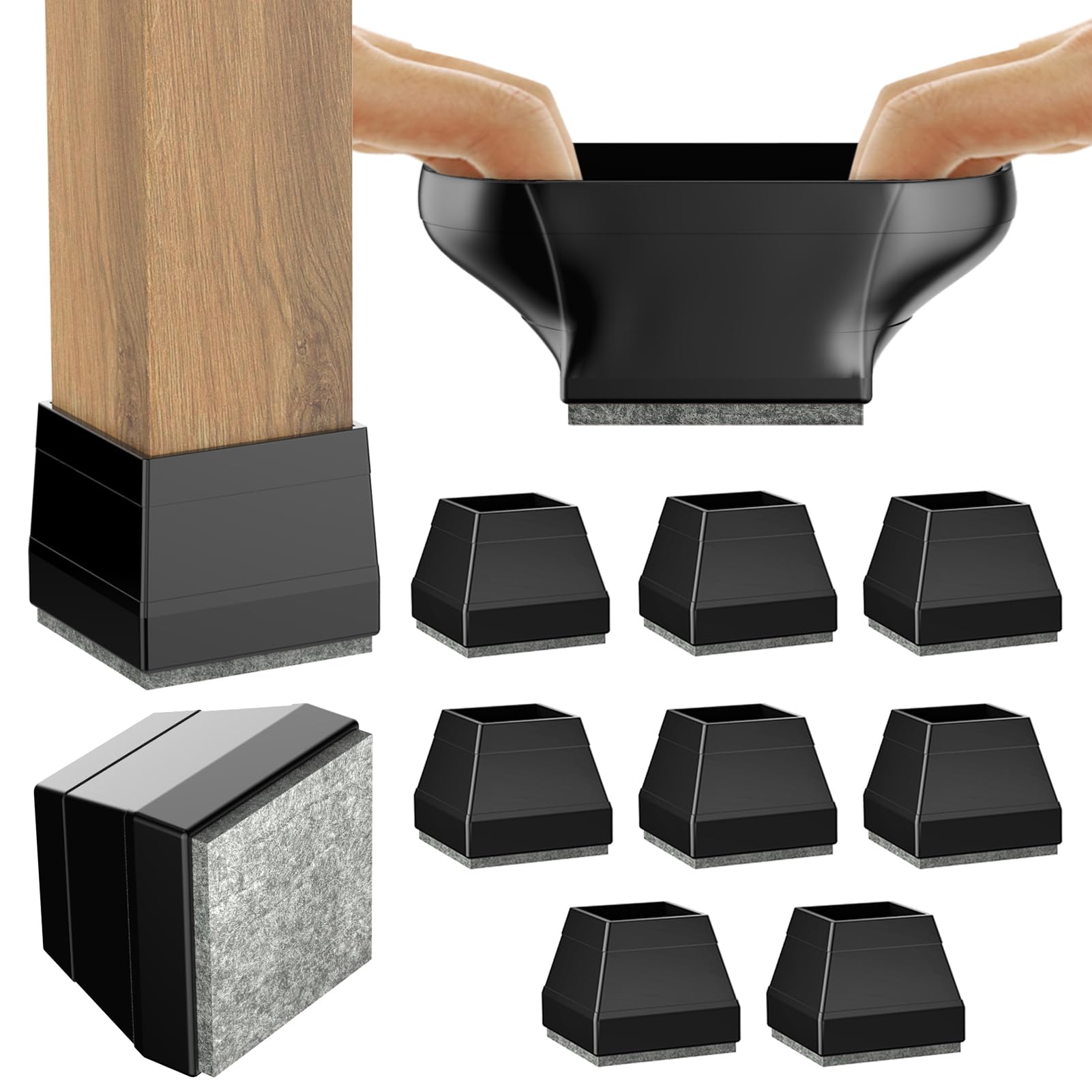Square Chair Leg Protectors for Hardwood Floors (8 Count)