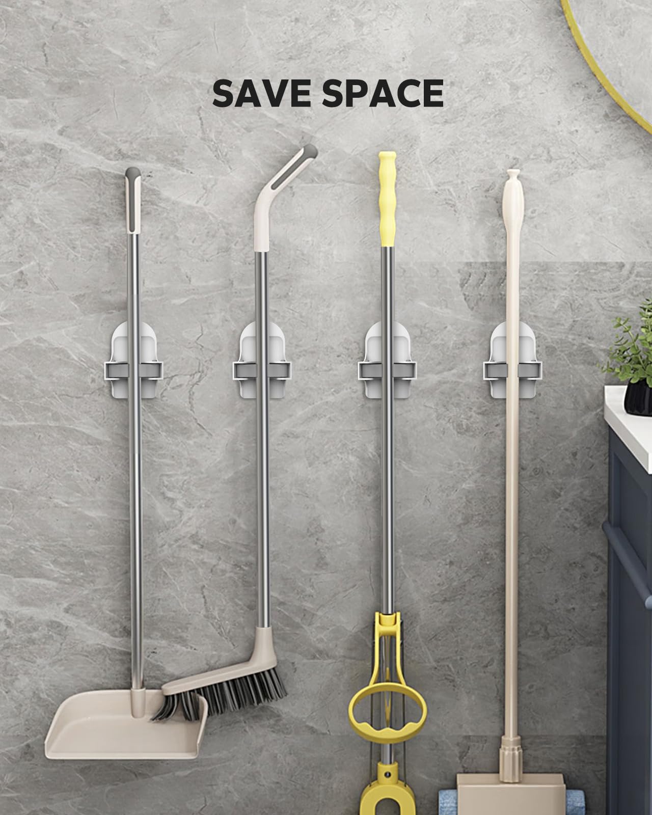 Plastic Broom Holder Wall Mount (4 Count)