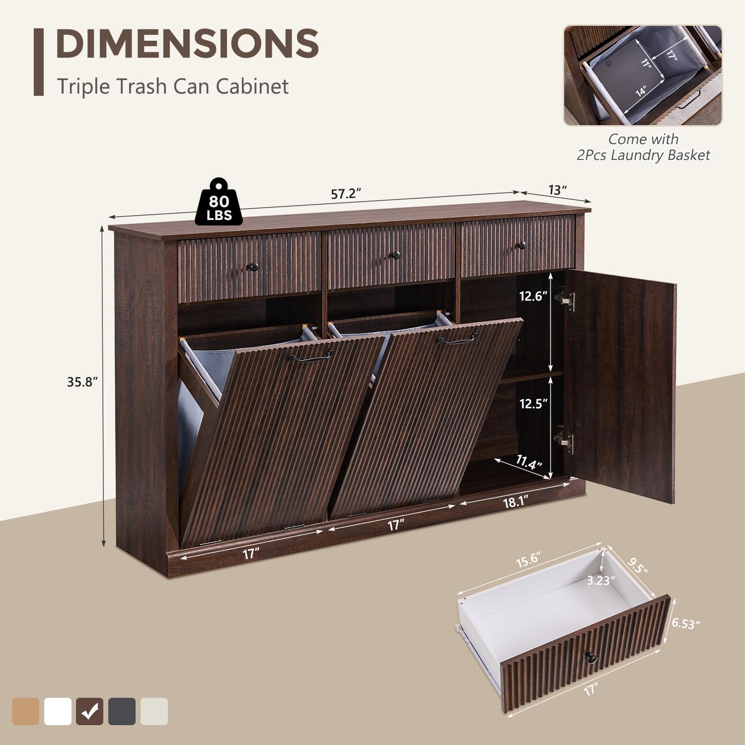 Triple Tilt Out Trash Can Cabinet