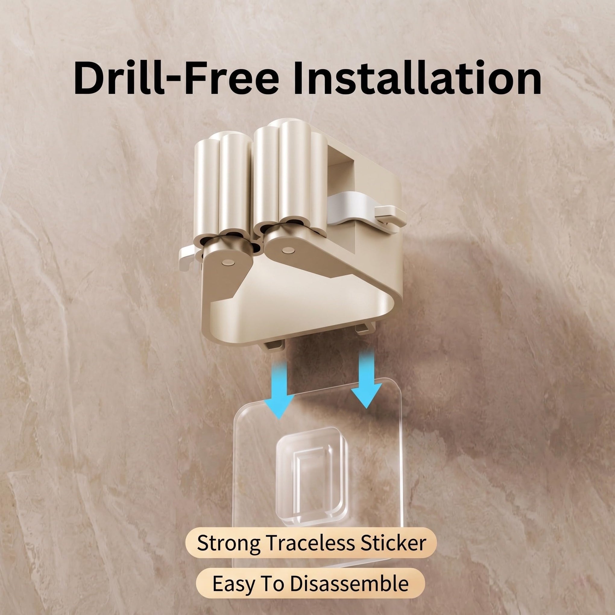 Broom Holder Wall Mount No Drilling