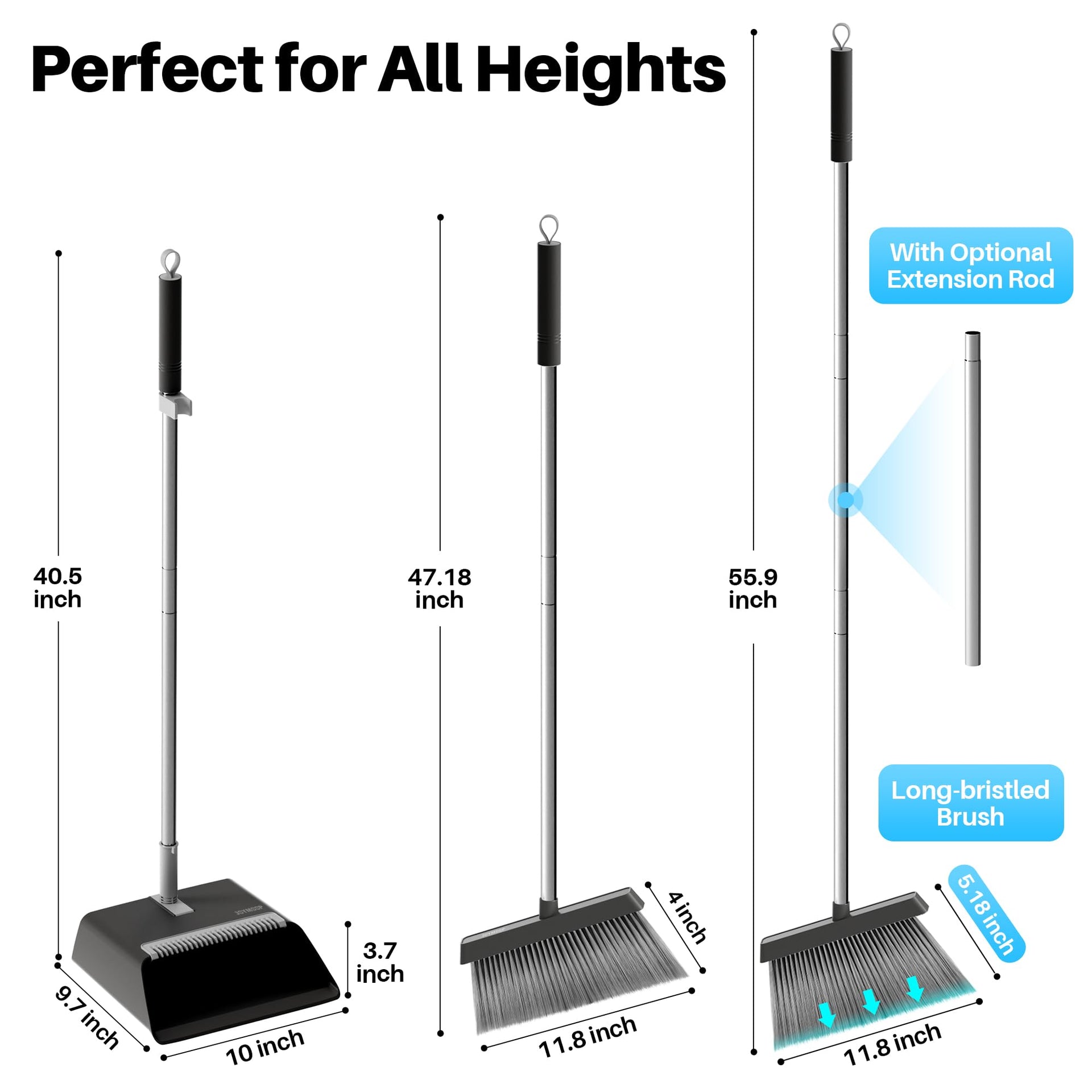 Black Broom and Dustpan Set