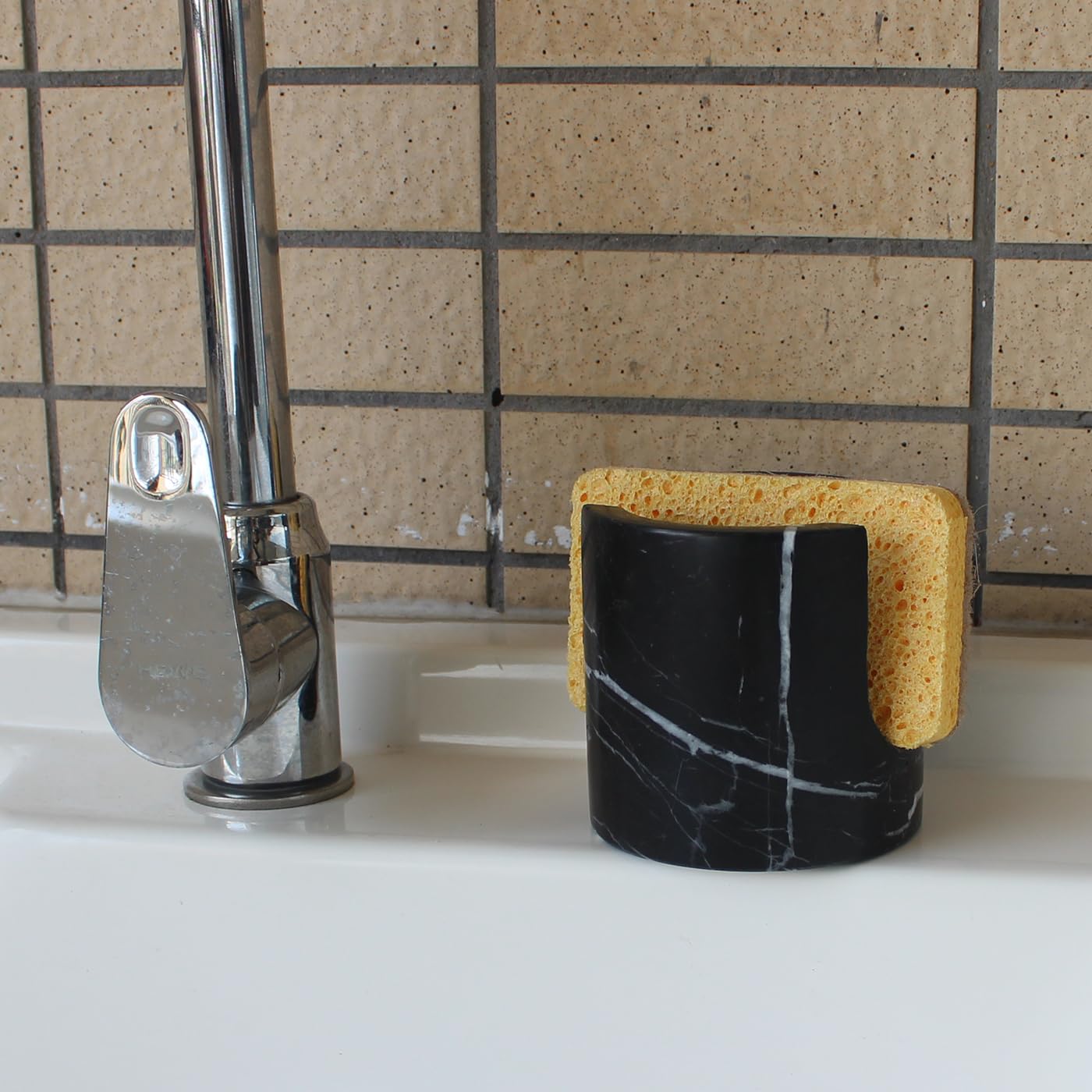 Natural Marble Travertine Sponge Holder for Kitchen Counter