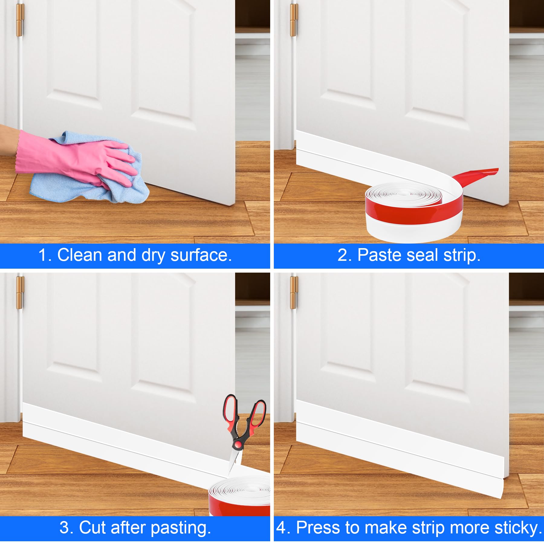 Weather Stripping Silicone Door Seal Strip 2 in x 10 ft Door Draft Stopper Self Adhesive Tape (10 Foot)