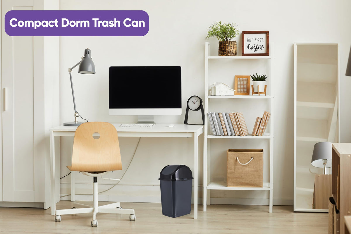 Trash Can for Dorm Room with Lid 4.5 Gallon Plastic Garbage Can with Swing Top Lid