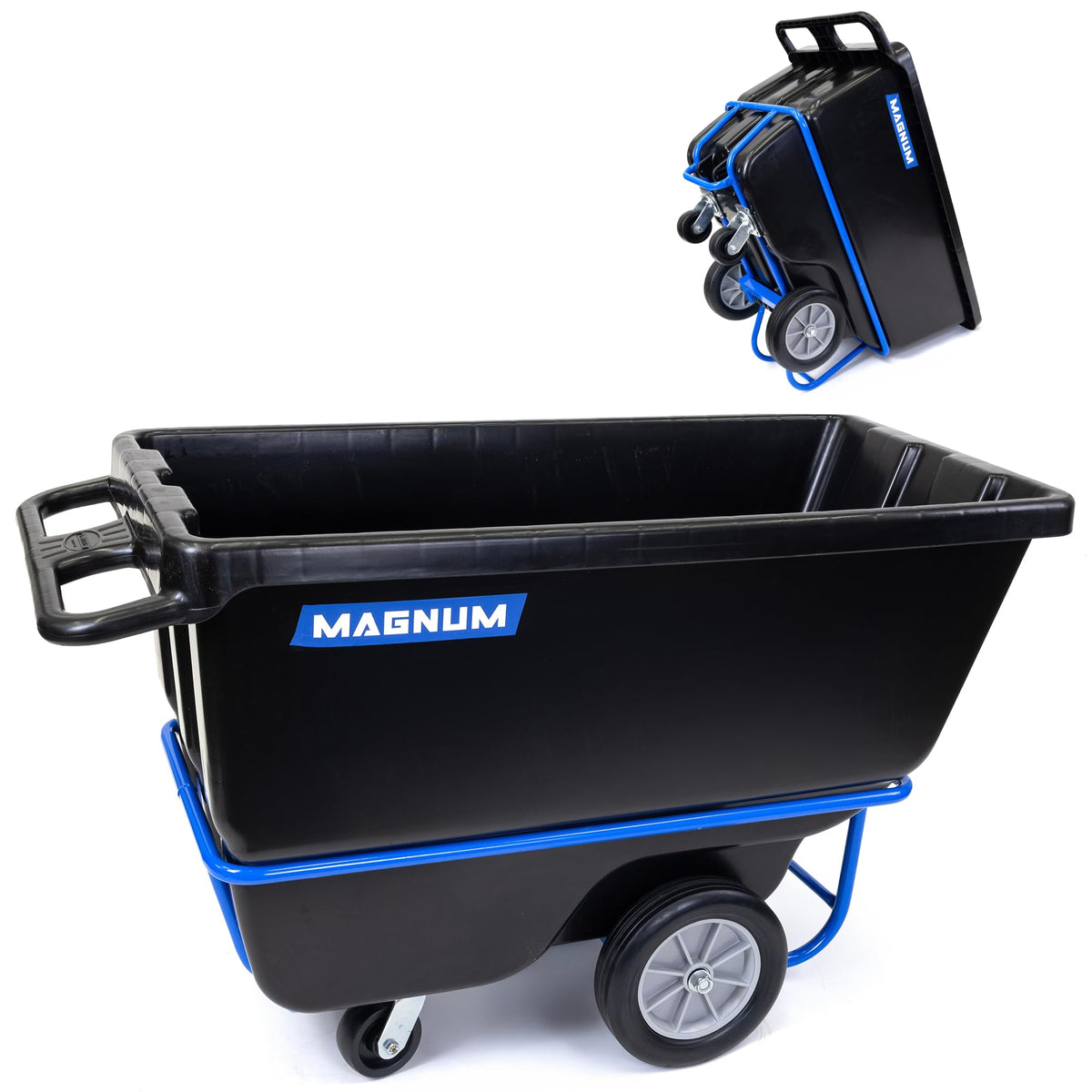 Tilt Truck, 1/2 Cu. Yd. Capacity Dump Cart with Heavy Duty 12” Wheels & 5” Casters & Forklift-able Frame for Jobsites, 850 lbs, Trash Cart with Wheels DUC12T-F-02PK (2-Pack) (2 Count)