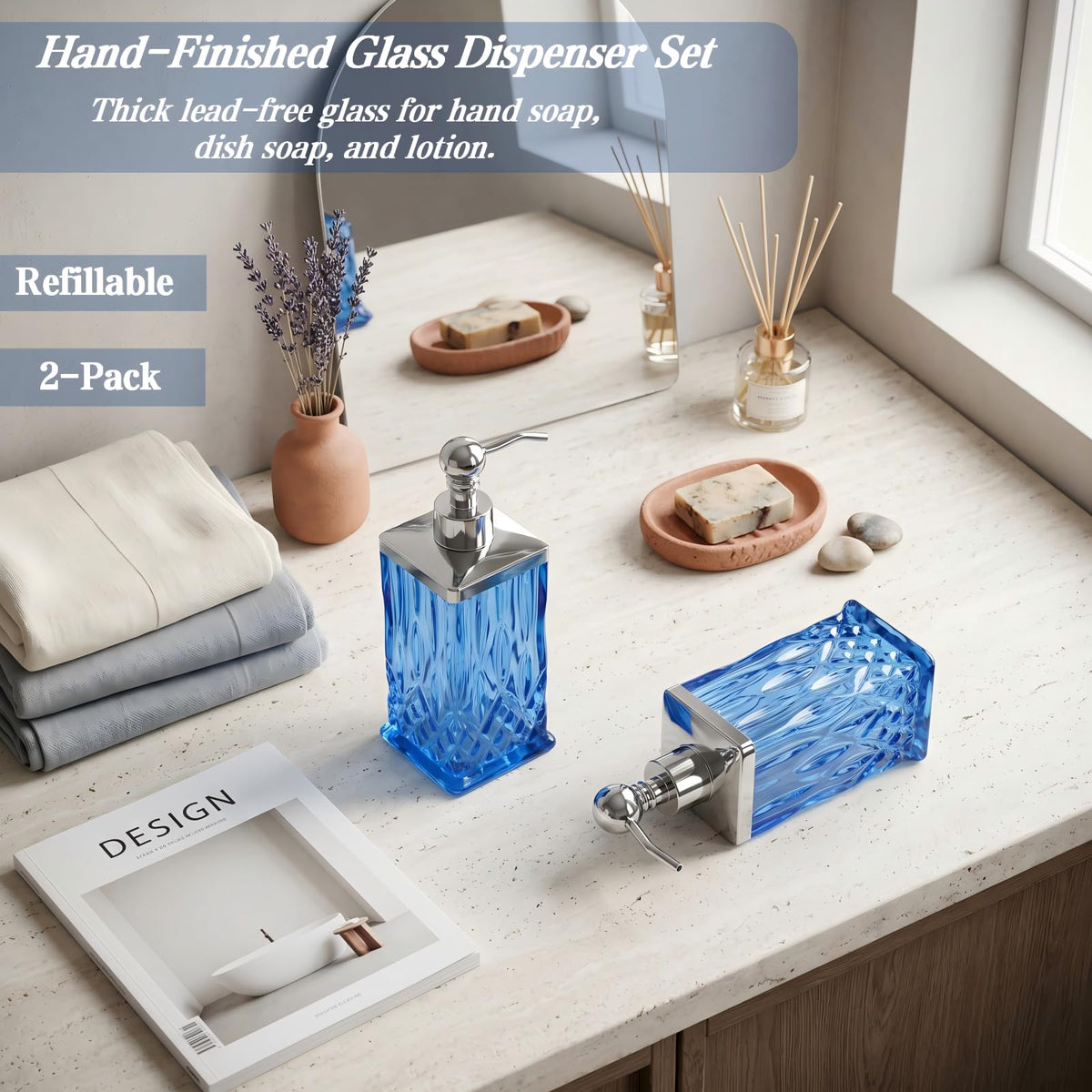 2 Pack 10Oz Blue Soap Dispenser (2 Count)
