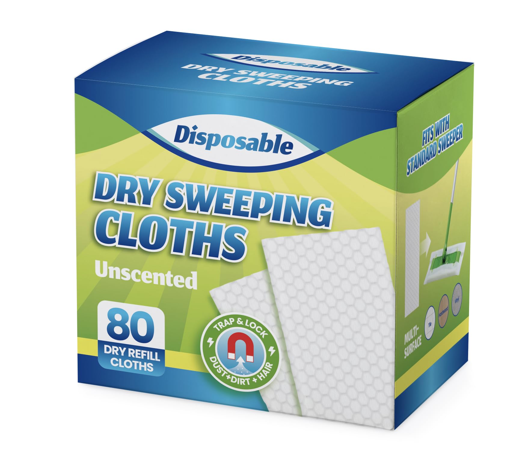 Dry Sweeping Cloths Disposable Mop Refills Floor Dust Mop Pad (80 Count)