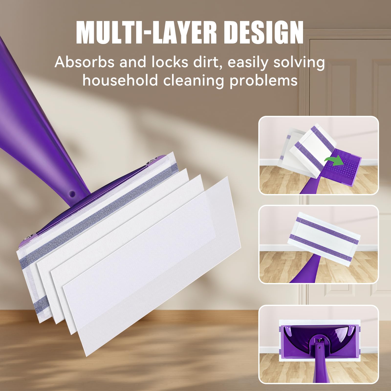 80 Pack Disposable Mop Pad Refills Compatible with Wet Jet Mop (80 Count)