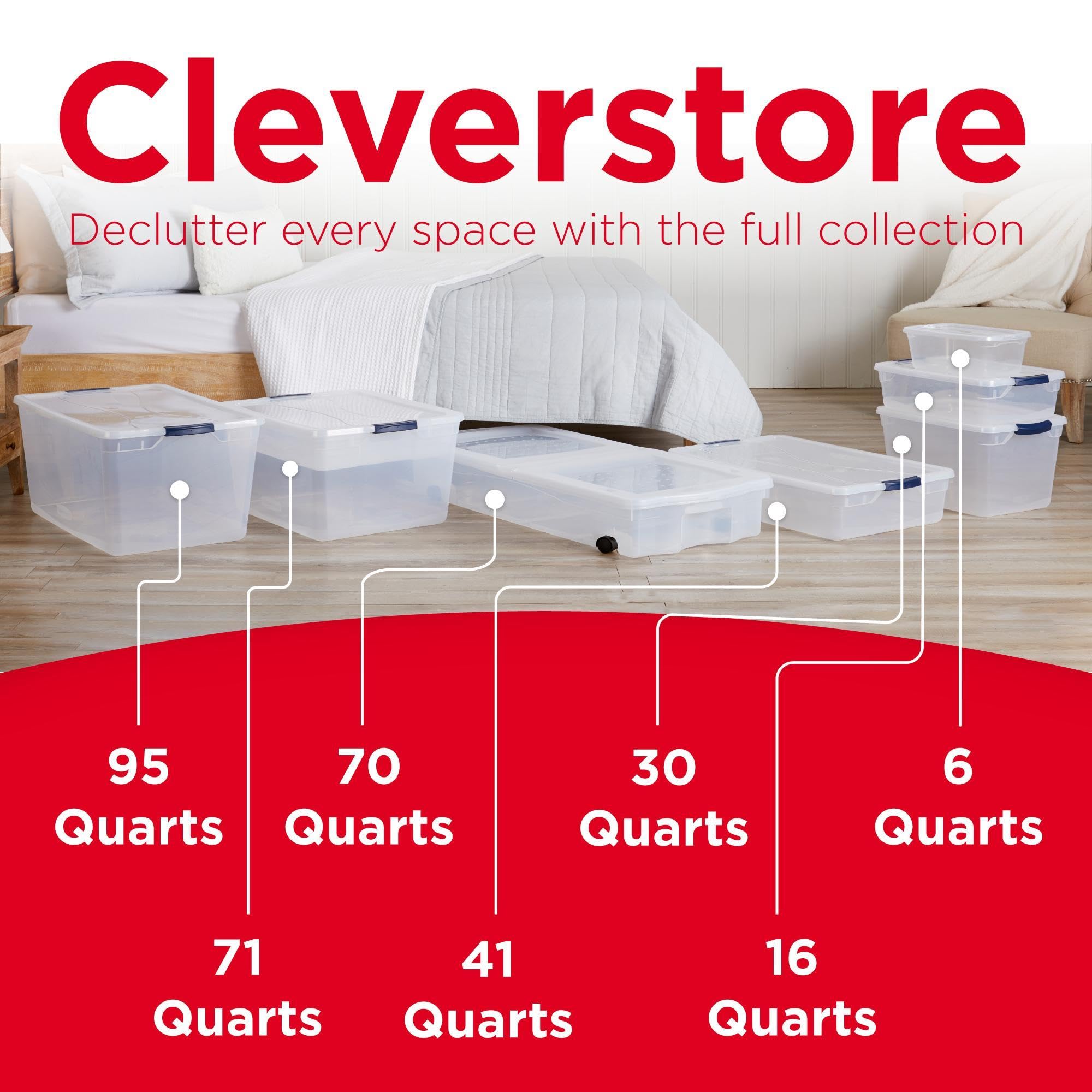Cleverstore 71 Qt Clear Storage Bins with Lids (4 Count)