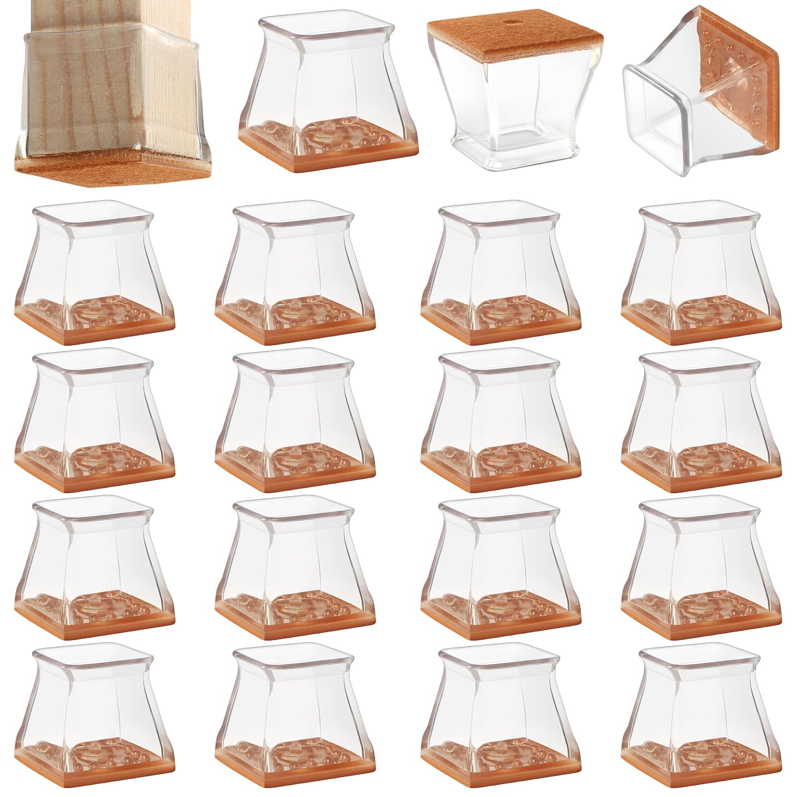 16 Pack Square Chair Leg Floor Protectors for Hardwood Floors (16 Count)