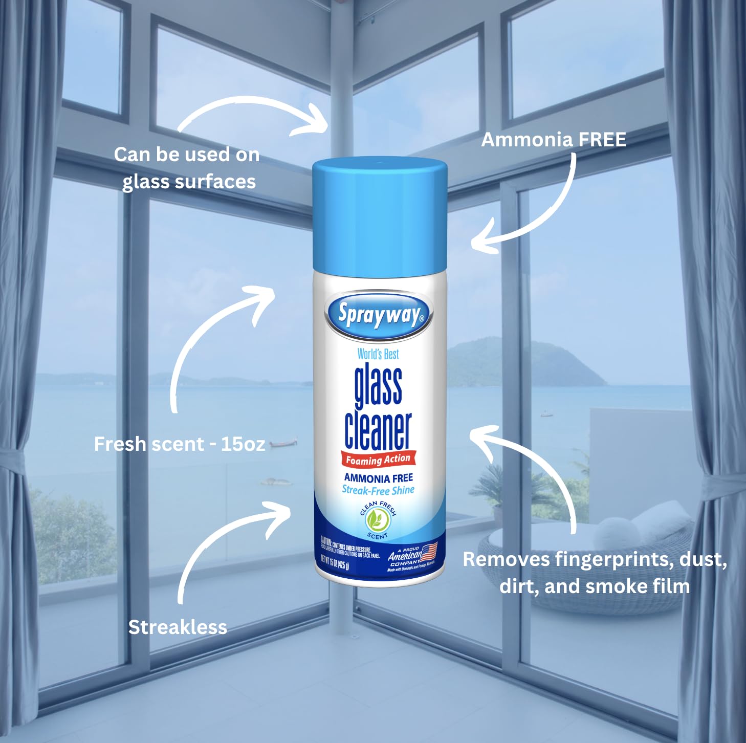Glass Cleaner Foaming Aerosol Spray (15 Ounce) - ModHome Supplies