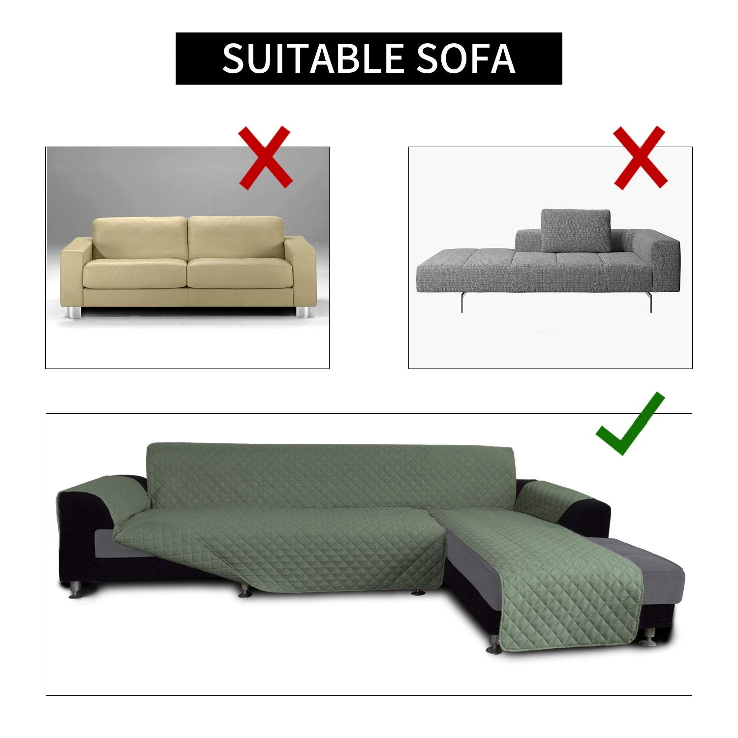 Reversible L Shape Sectional Couch Cover