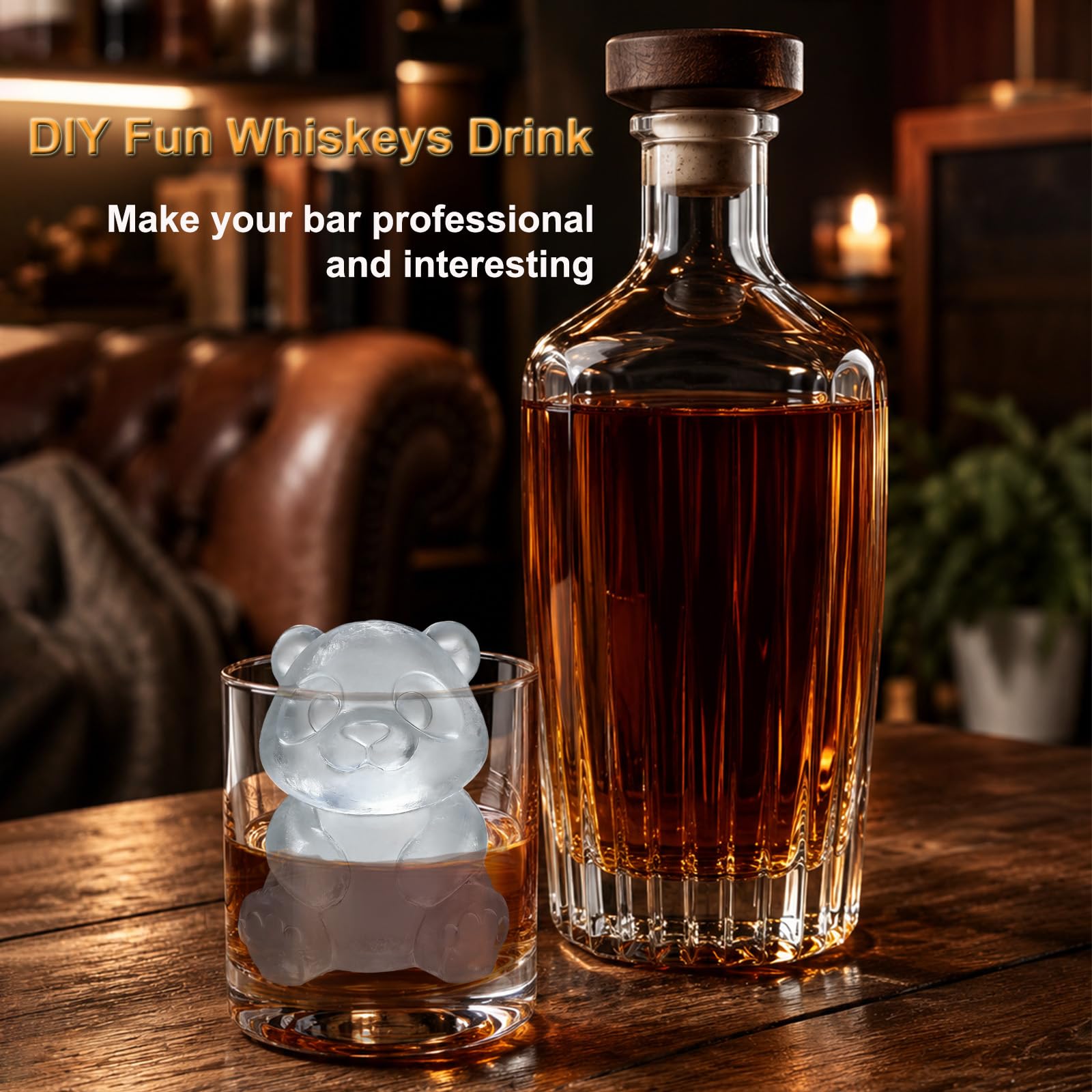 3D Panda Ice Cube Silicone Molds Tray for Whiskey (2 Count)