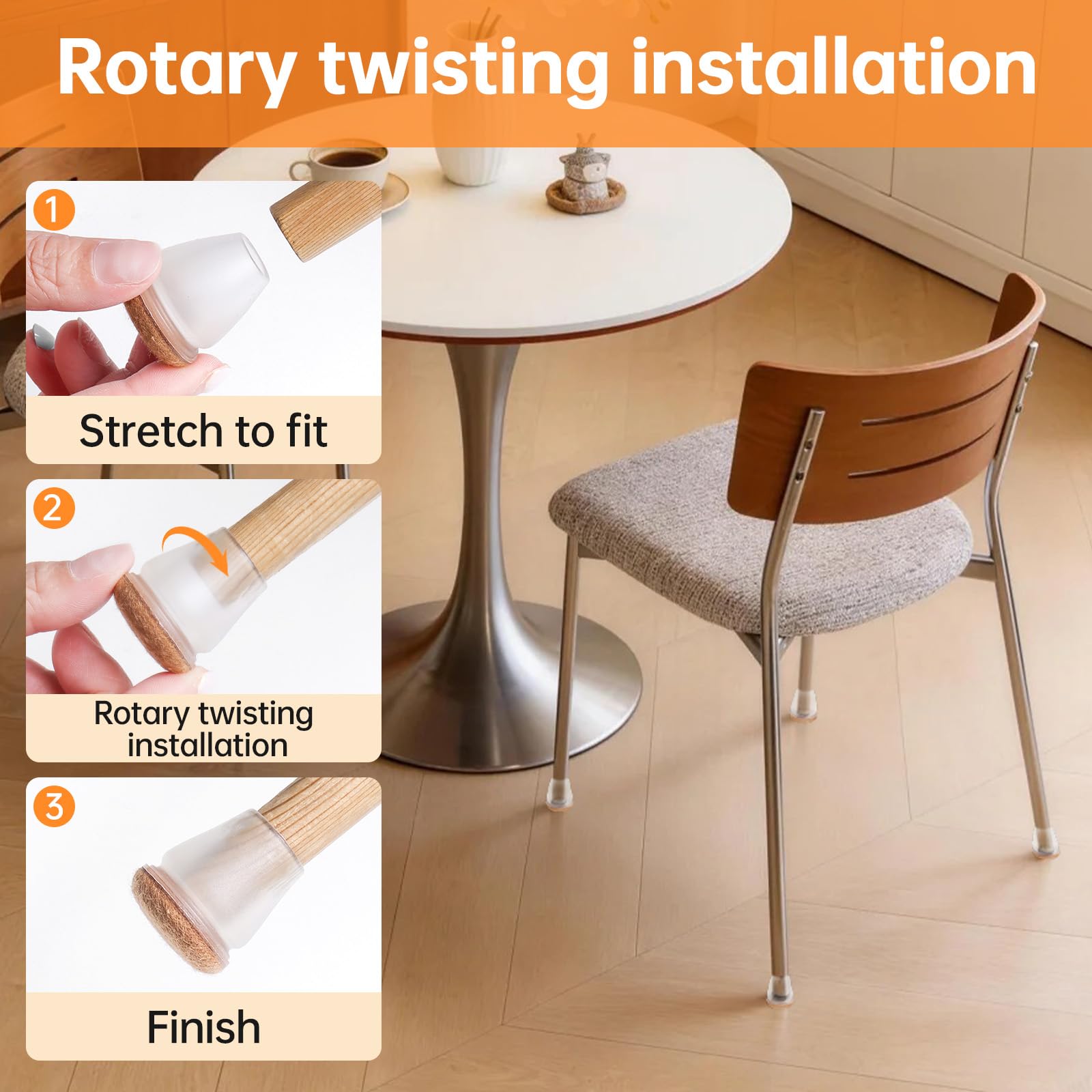 8 Pcs Small Silicone Chair Leg Sliders for Hardwood Floors (8 Count)