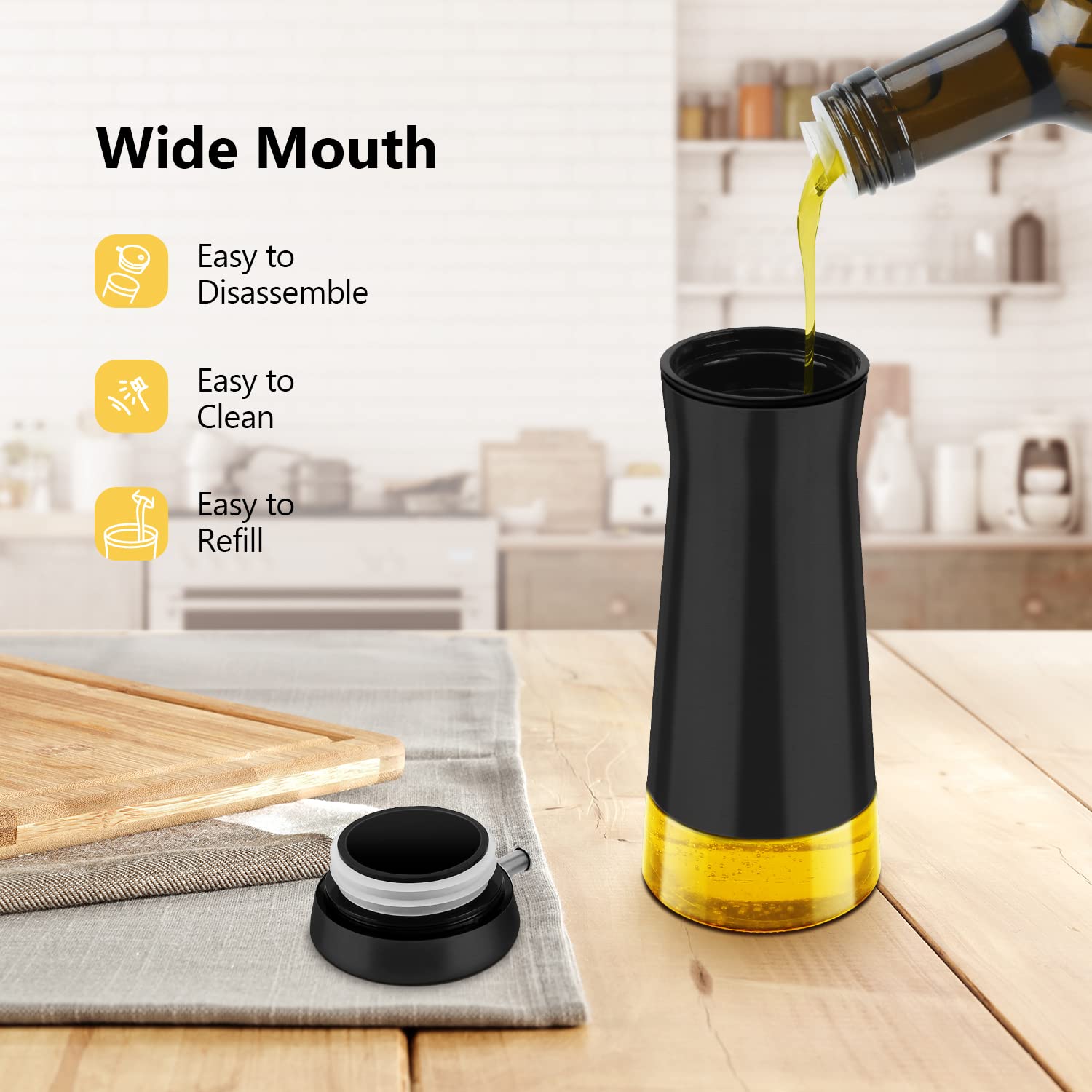 Black Oil And Vinegar Dispenser Set (2 Count)