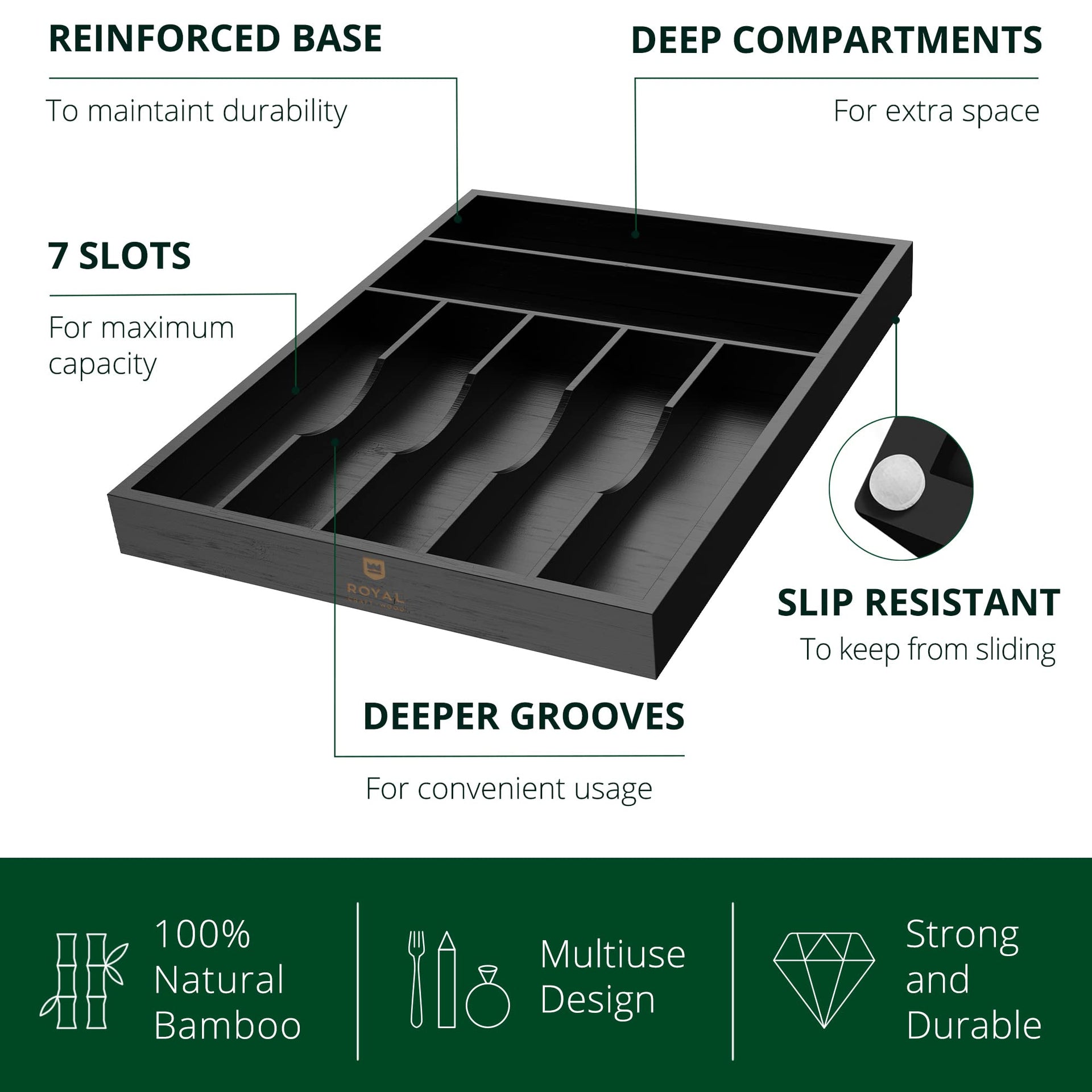 Luxury Bamboo Kitchen Drawer Organizer