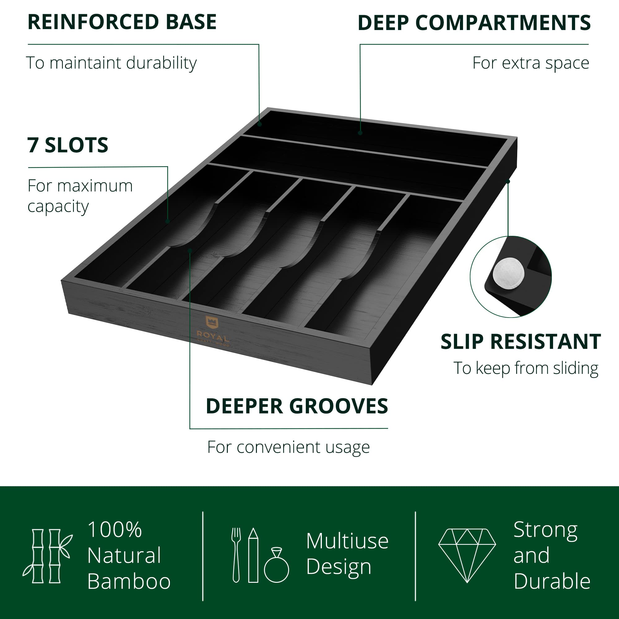 Luxury Bamboo Kitchen Drawer Organizer
