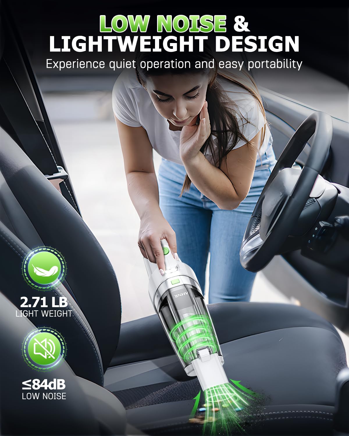 Handheld Vacuum Cleaner Cordless Rechargeable 16000PA for Car Home