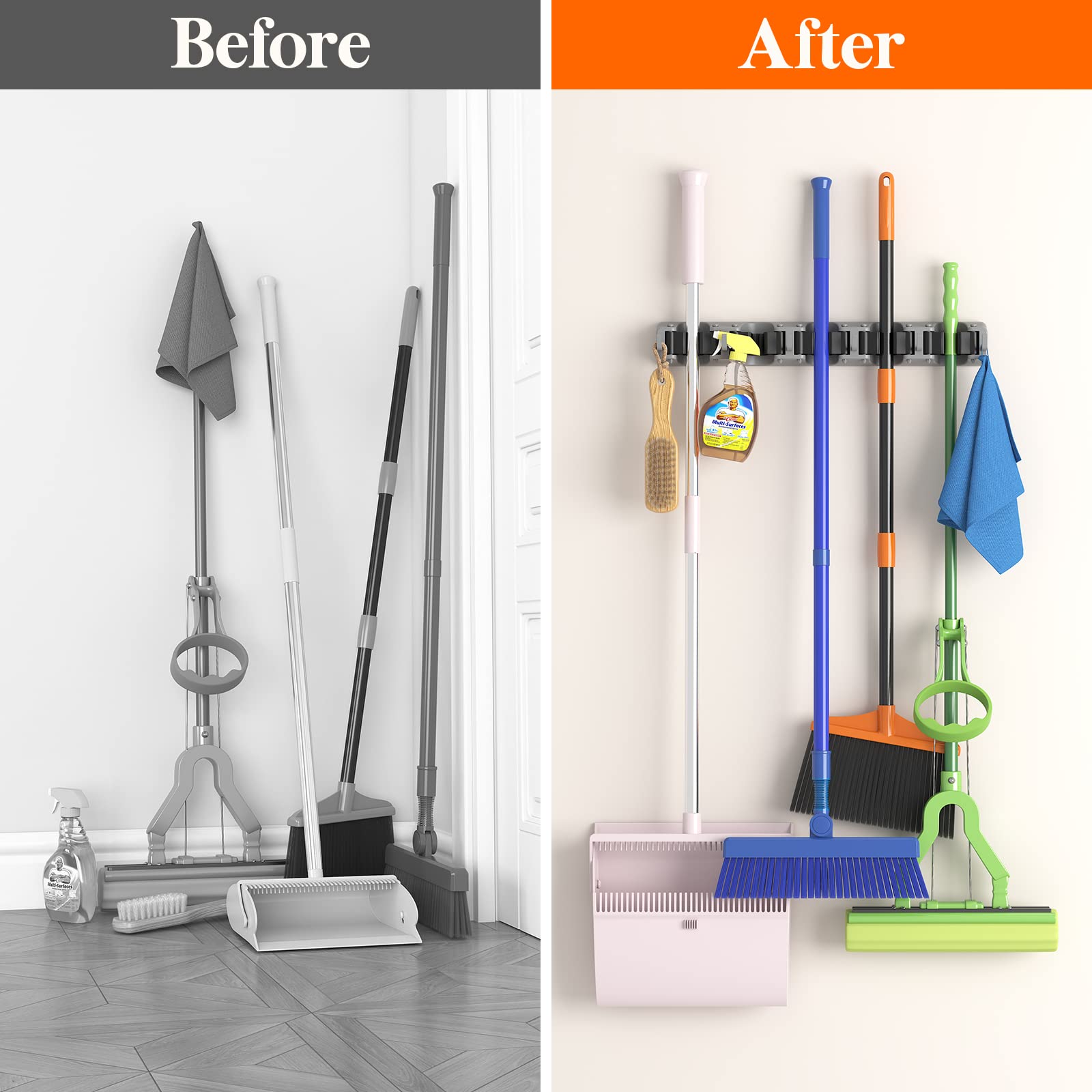 Mop and Broom Holder Organzier Wall Hanging Mount